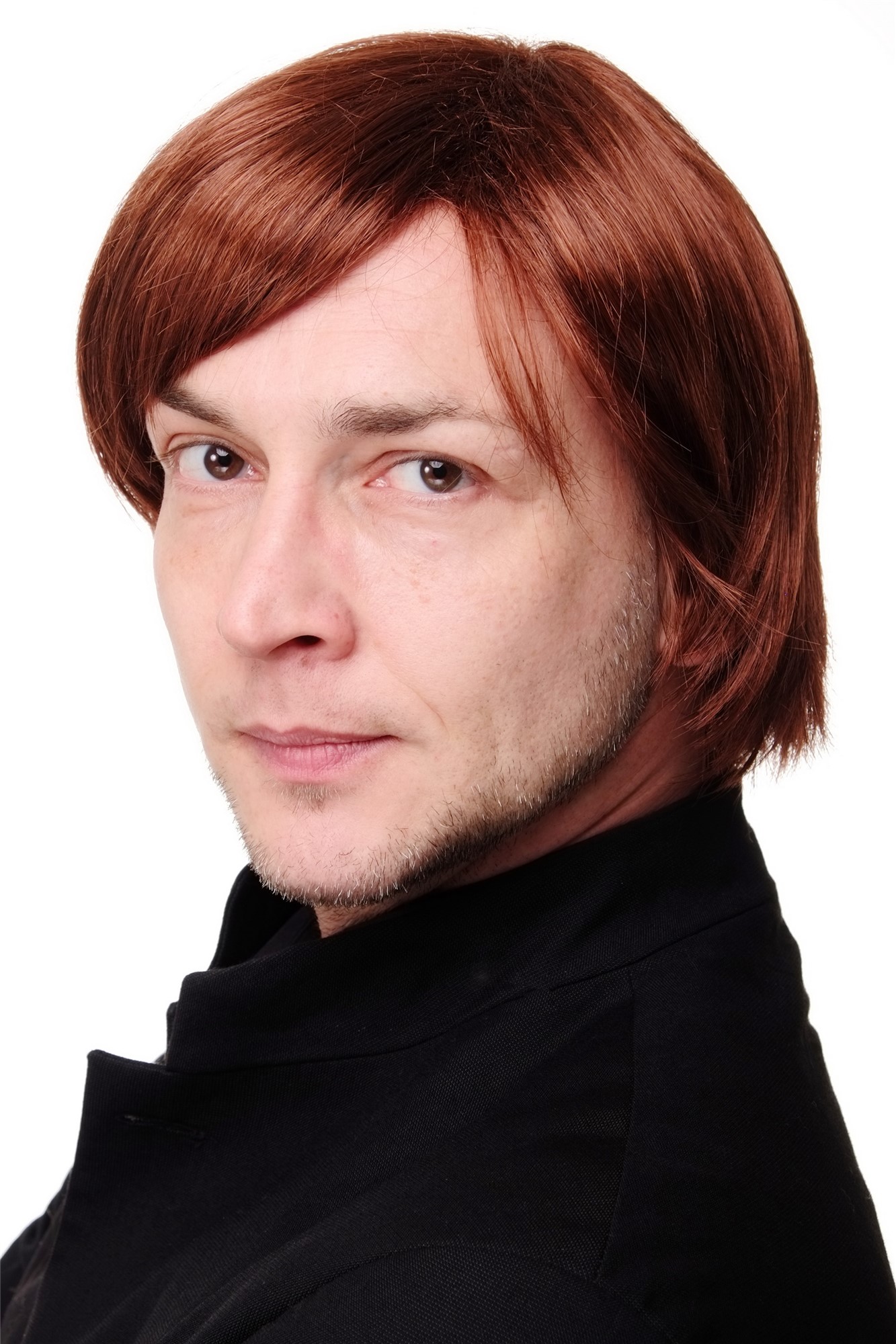 Man Men Wig full short with long side parting reddish brown mix GFW2033, view 2, WIG ME UP: Your Perücken Online Shop Quality Wigs, Men, chestnut-rust red mix, straight, short