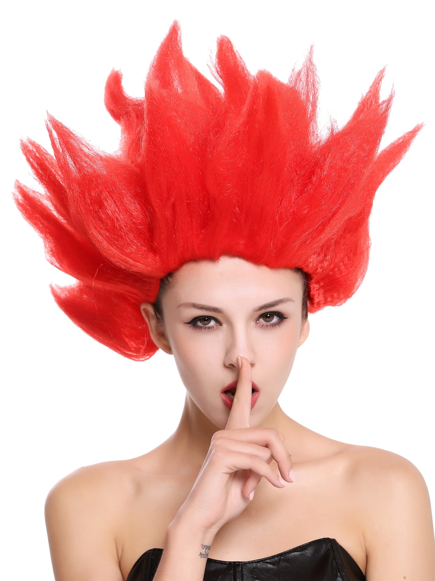 Lady Gents Man Party Wig Demon Devil Flower Fairy Fire red teased high 91062, view 6, WIG ME UP: Your Perücken Online Shop Party Wig, Unisex, Red, wavy, short