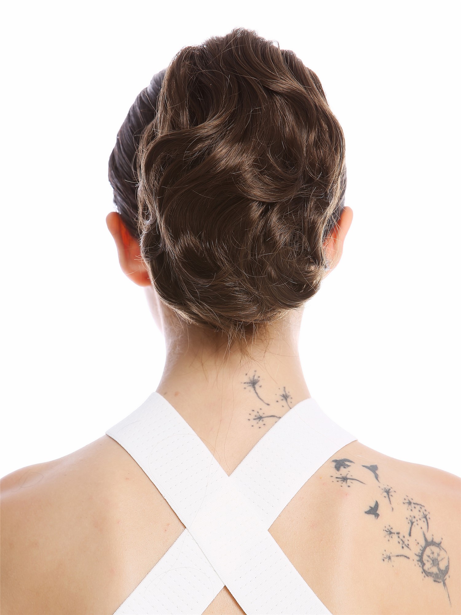 Ponytail Hairpiece Extensions short great volume wavy medium brown 8" 1028-V-8, front view, WIG ME UP: Your Perücken Online Shop Ponytails, dark ash brown, straight, short