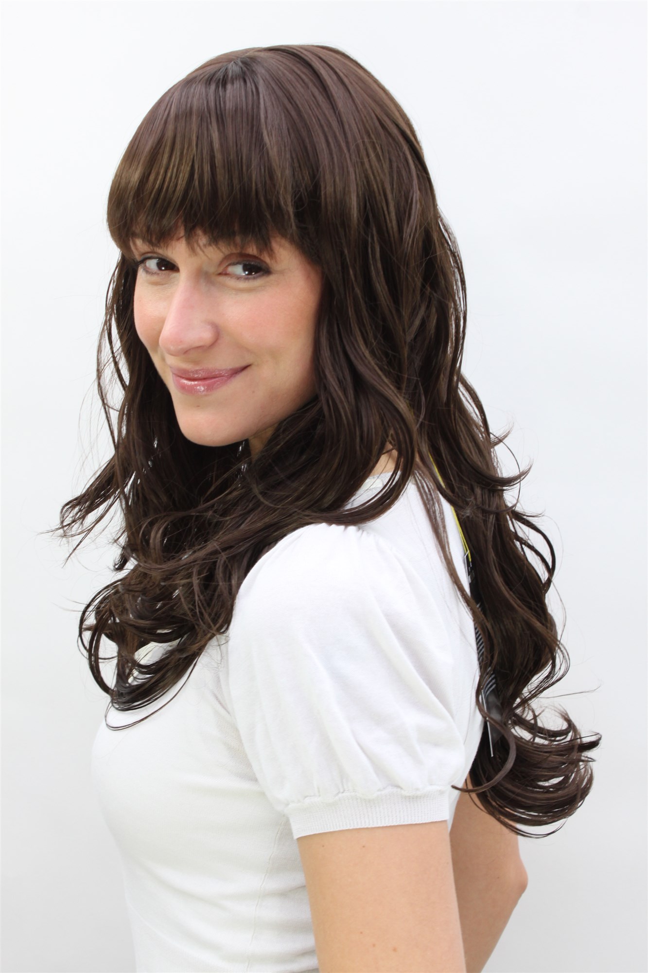 Lady women wig long cute fringe straight wavy tips brown 3222, view 2, WIG ME UP: Your Perücken Online Shop Quality Wigs, Ladies, Brown, wavy, long