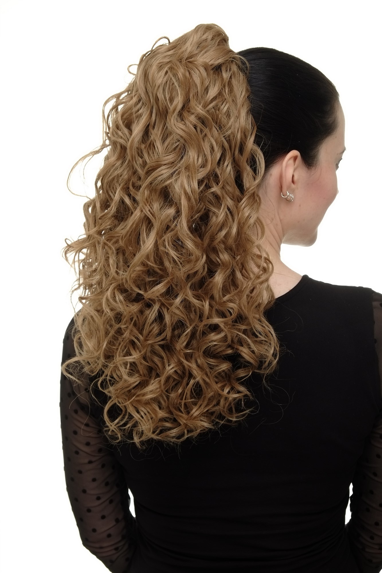 Hairpiece Ponytail with 2 combs/clips & elastic draw string long full curls voluminous honey blond, view 4, WIG ME UP: Your Perücken Online Shop Ponytails, honey blonde, curled, shoulder-length