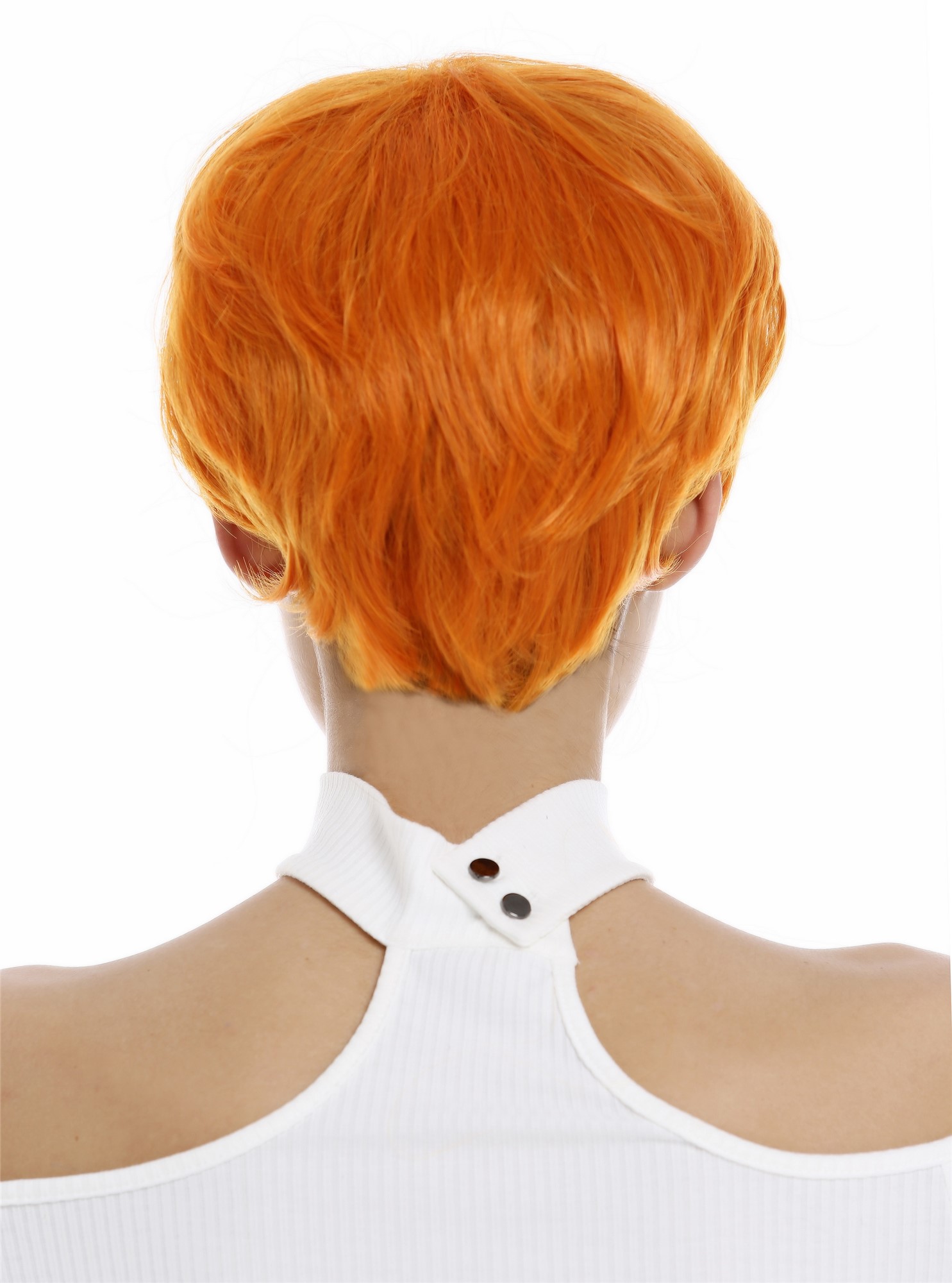 hochwertige Qualitätsperücken, Perücke kurz Pixie Scheitel Orange 0824-T2735/TF2201, Ansicht 6, WIG ME UP: Ihr Perücken Online Shop wellige Tressen-Perücke Neonorange kurze Haare für Damen