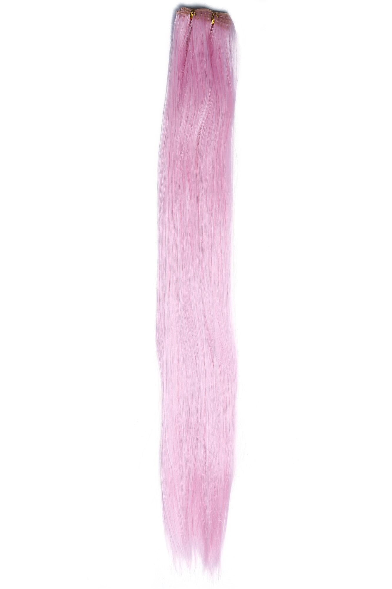 Weft tress synthetic hair sleek for wig extension making bright pink VK-WEFT, front view, WIG ME UP: Your Perücken Online Shop Wefts, light pink, straight, very long