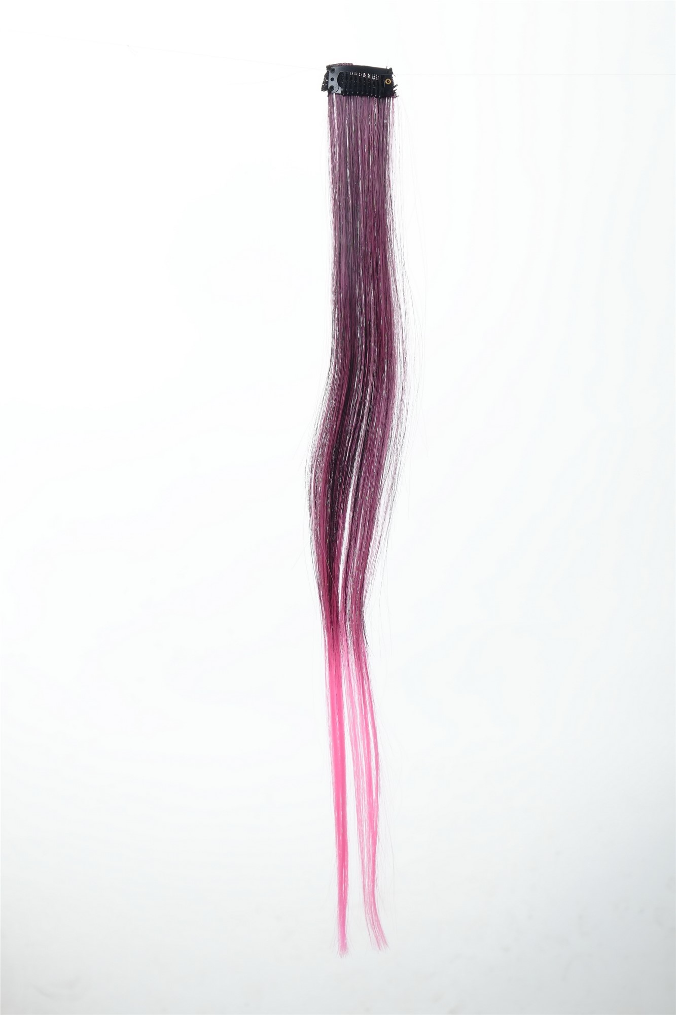 glatte Extensions Samtschwarz-Neonrosa-Mix 45 cm lang