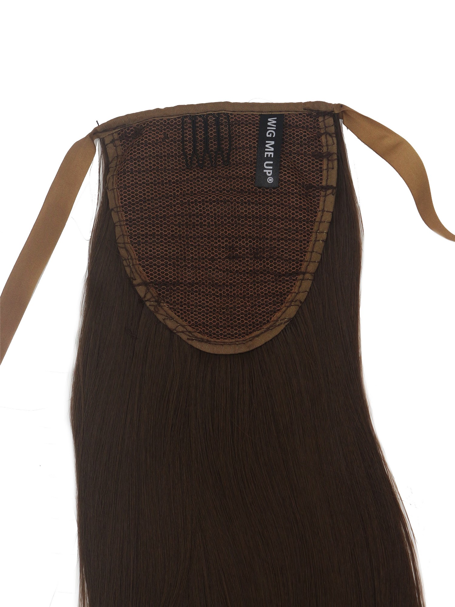 Ponytail Hairpiece comb ribbon wrap-around long straight medium brown YZF-1094S, view 5, WIG ME UP: Your Perücken Online Shop Ponytails, dark ash brown, straight, long