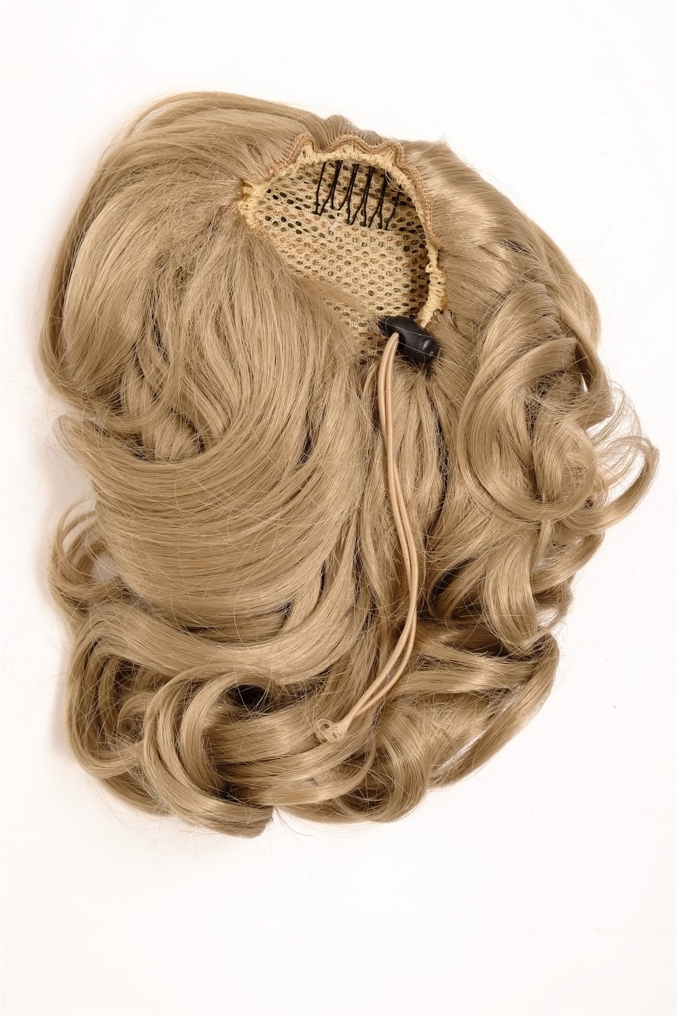 hochwertiges Haarteil gewellt halblang 1 Kamm + Gummizug Aschblond Modell: JL-3023, Ansicht 4, WIG ME UP: Ihr Perücken Online Shop welliges Zopf-Haarteil Hell-Aschblond 35 cm lang