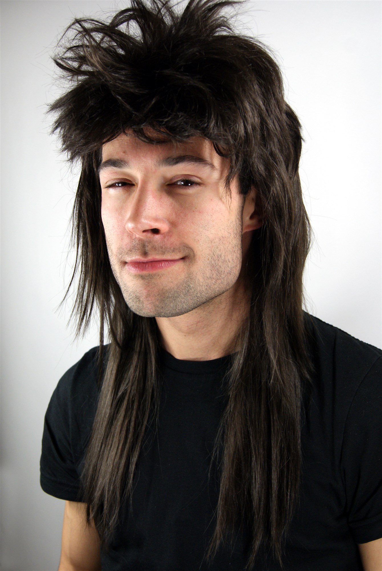 Party Wig Men Women Unisex dark brown long mullet Heavy Metal Hard Rock 20781, view 2, WIG ME UP: Your Perücken Online Shop Party Wig, Men, Brown, wavy, long