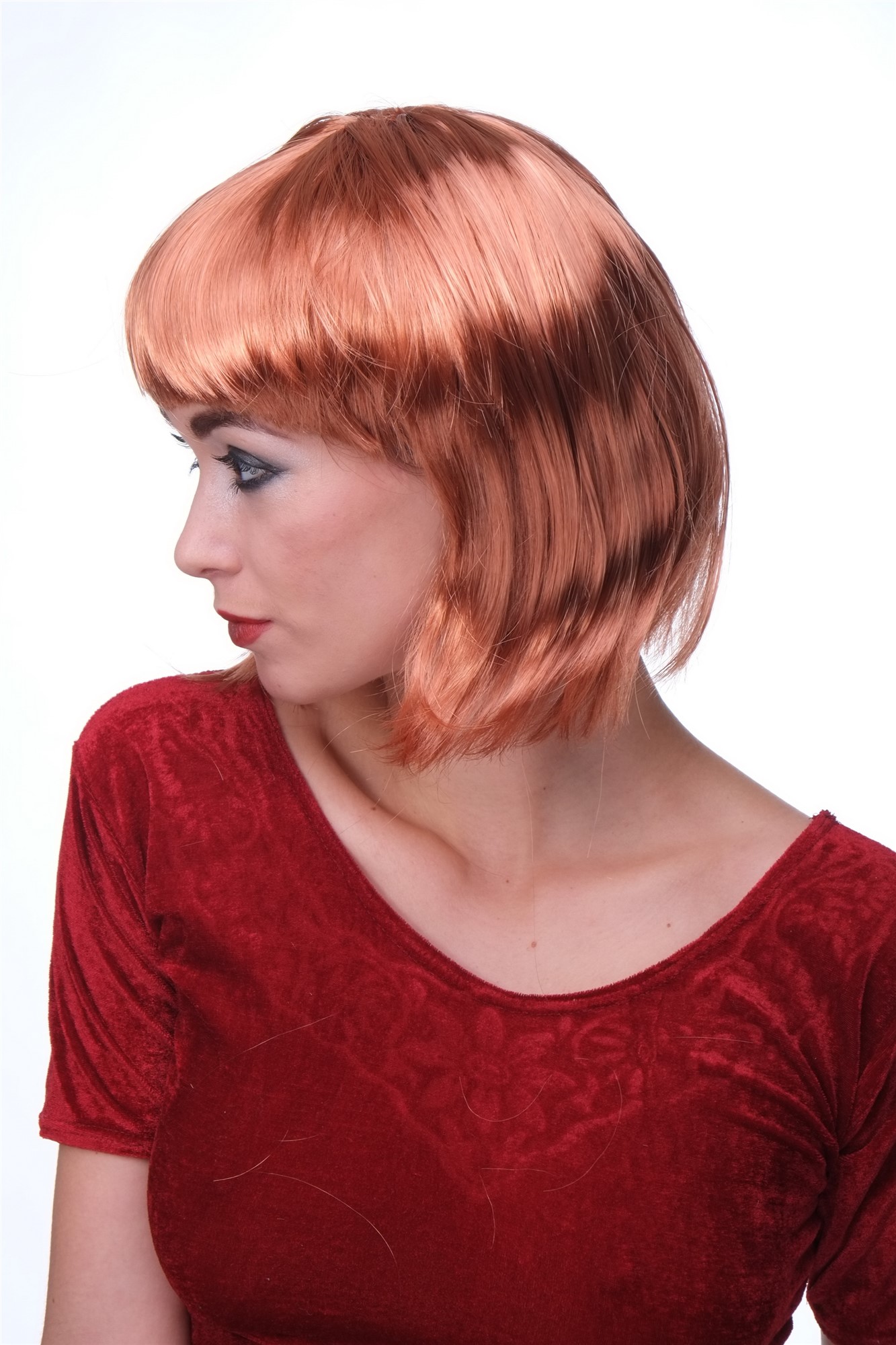 Party Halloween Disco lady women wig Bob fringe short sexy copper red  PW0114, view 3, WIG ME UP: Your Perücken Online Shop Party Wig, Ladies, medium copper red, straight, short