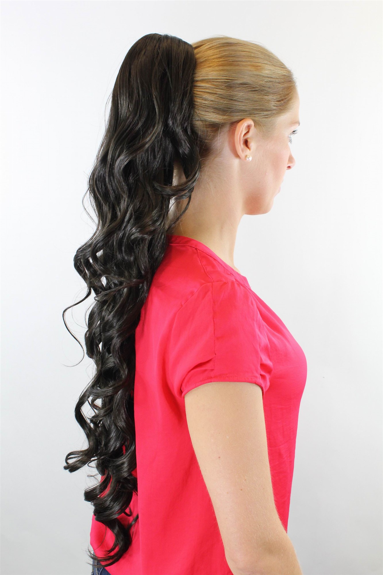 JL-4017-27T613 Ponytail Hairpiece extension extremely long waved wavy medium brown claw clamp 29", view 2, WIG ME UP: Your Perücken Online Shop Ponytails, Brown, wavy, very long