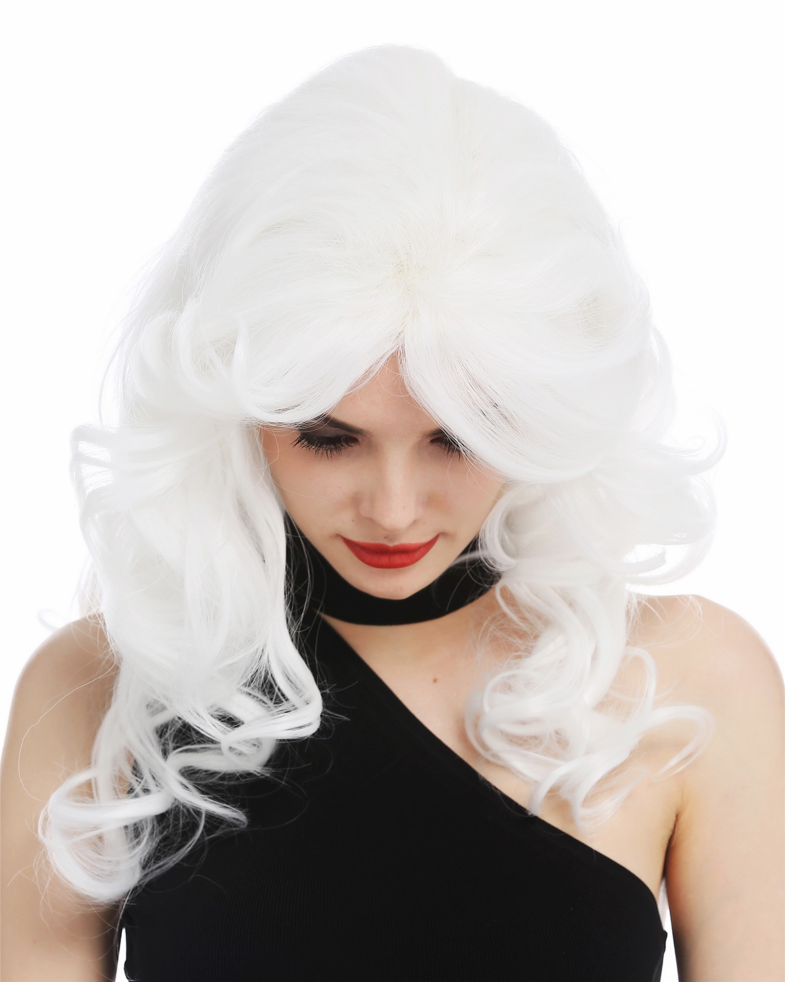 Lady wig long wavy voluminous backcombed 80's diva drag white WL-3010, view 5, WIG ME UP: Your Perücken Online Shop Quality Wigs, Ladies, blossom white, curled, long