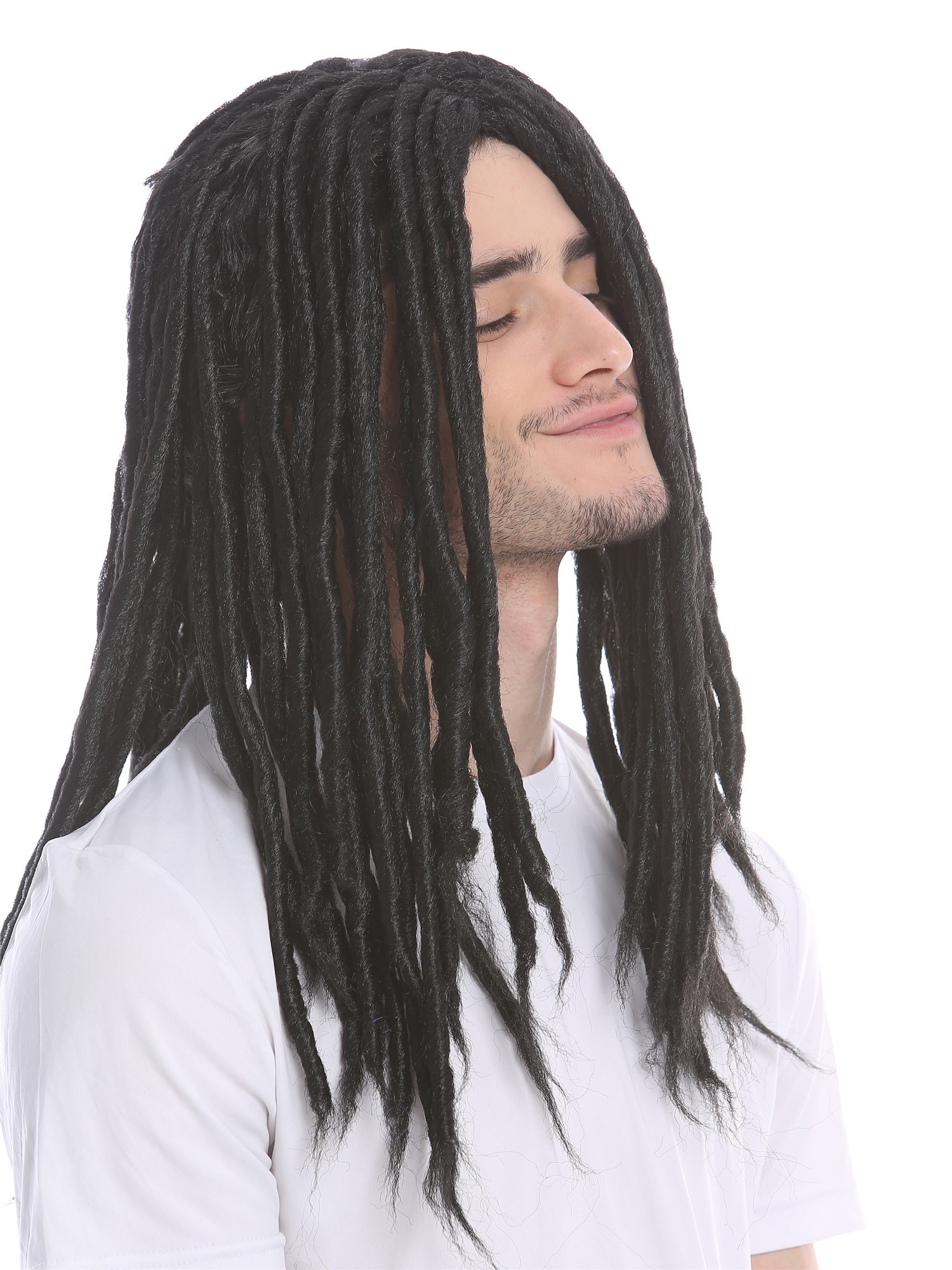 Man Lady Party Wig Dreadlocks Rasta Rastafari Black 91587-ZA103, view 3, WIG ME UP: Your Perücken Online Shop Party Wig, Unisex, Black, curled, long