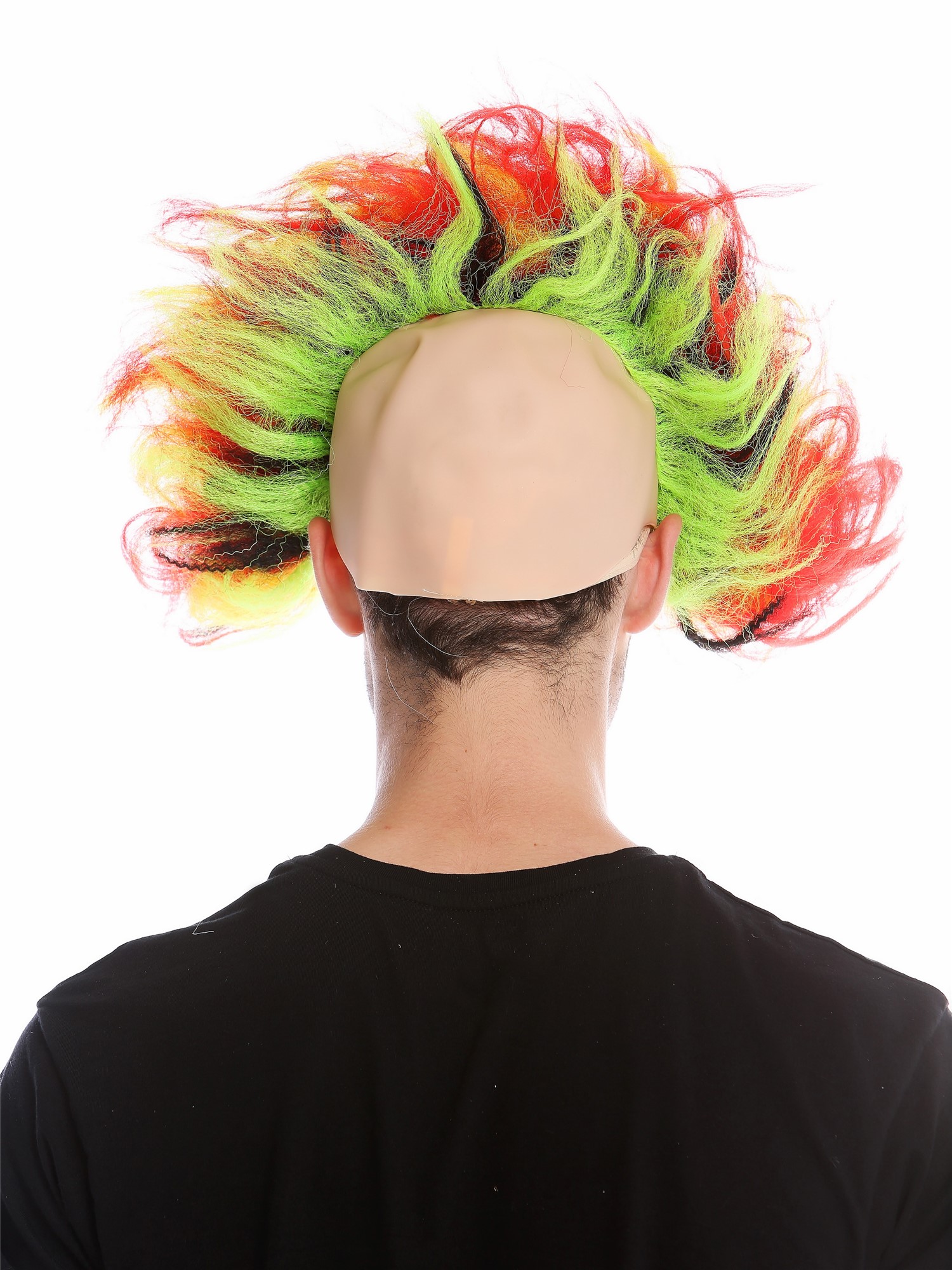 günstige Party Perücke, Perücke Glatze Toupiert Dämon Rot Schwarz Grün Gelb 91532, Ansicht 4, WIG ME UP: Ihr Perücken Online Shop wellige Party Perücke Mehrfarbig schulterlange Haare Unisex