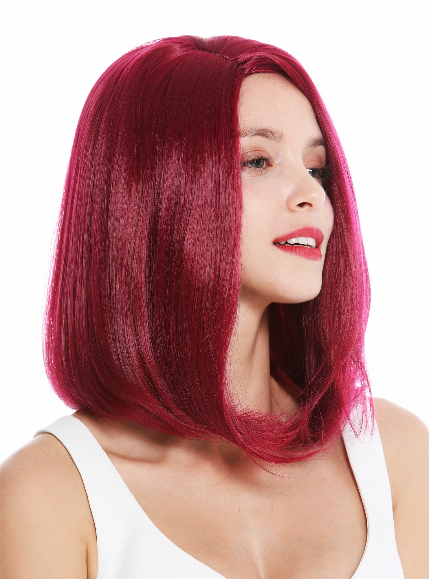 Women's wig lady shoulder length sleek parting garnet burgundy red GFW3086, view 2, WIG ME UP: Your Perücken Online Shop Quality Wigs, Ladies, garnet red, straight, shoulder-length