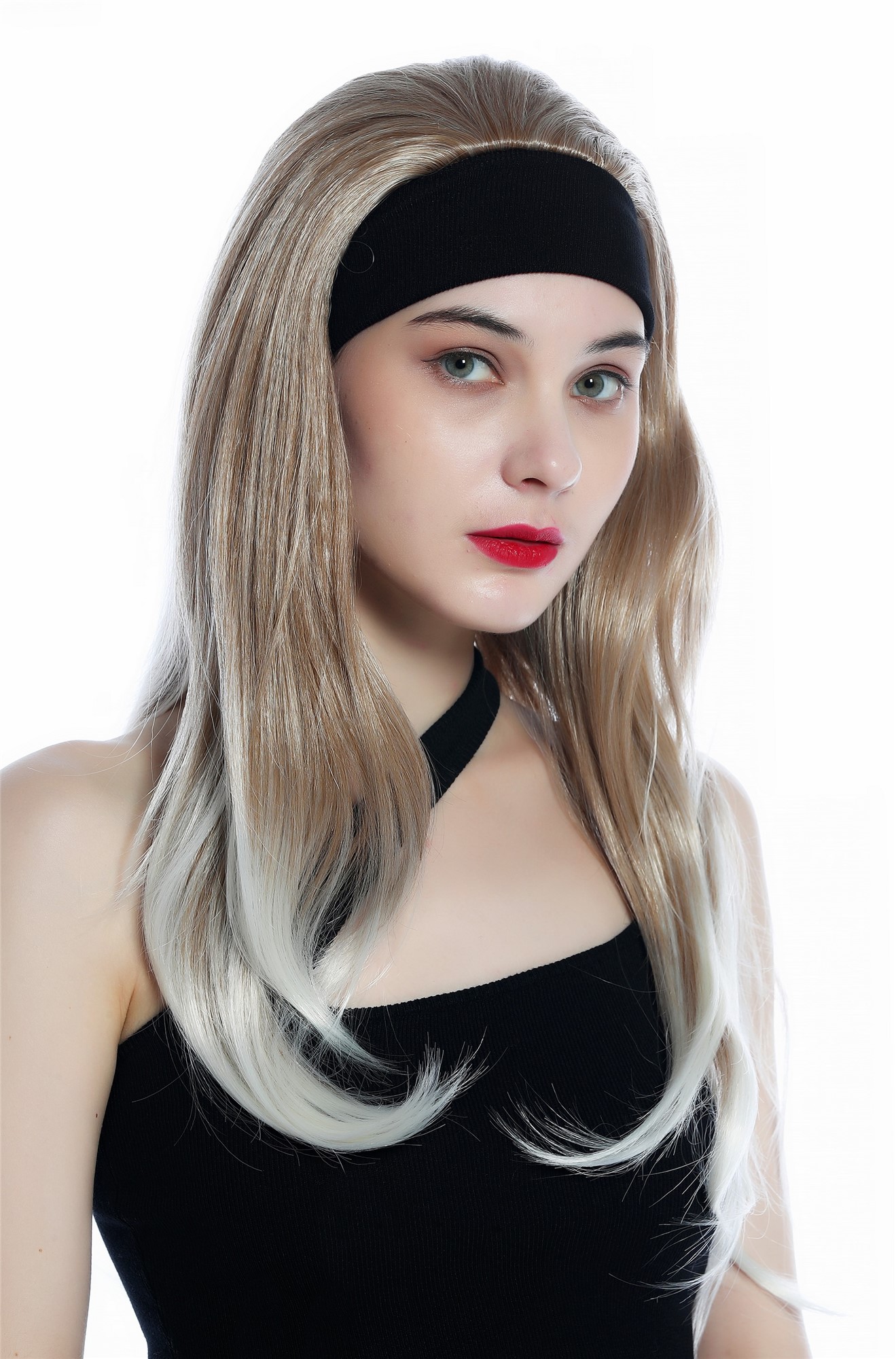 Lady wig half wig black headband retro long straight blond mix bright tips H9306, view 4, WIG ME UP: Your Perücken Online Shop Quality Wigs, Ladies, blond mix, straight, long