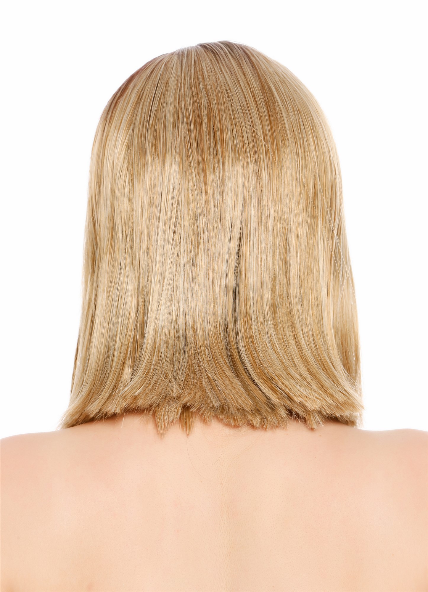 Perücke Damen schulterlang Longbob glatt Mittelscheitelt Ombre Balayage Highlights Rotbraun Blond GFW4029S-27/613+33