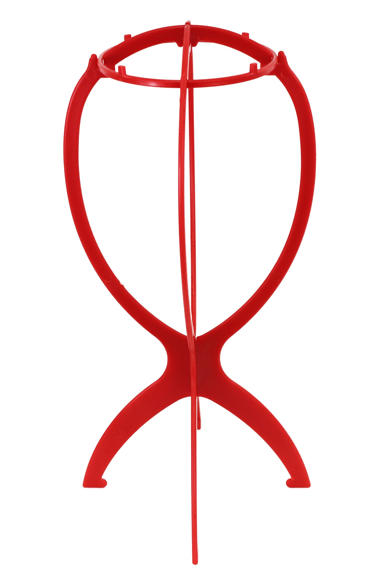 Plastic wig stand, wig display and hold, red M16, front view, WIG ME UP: Your Perücken Online Shop Mannequin Heads