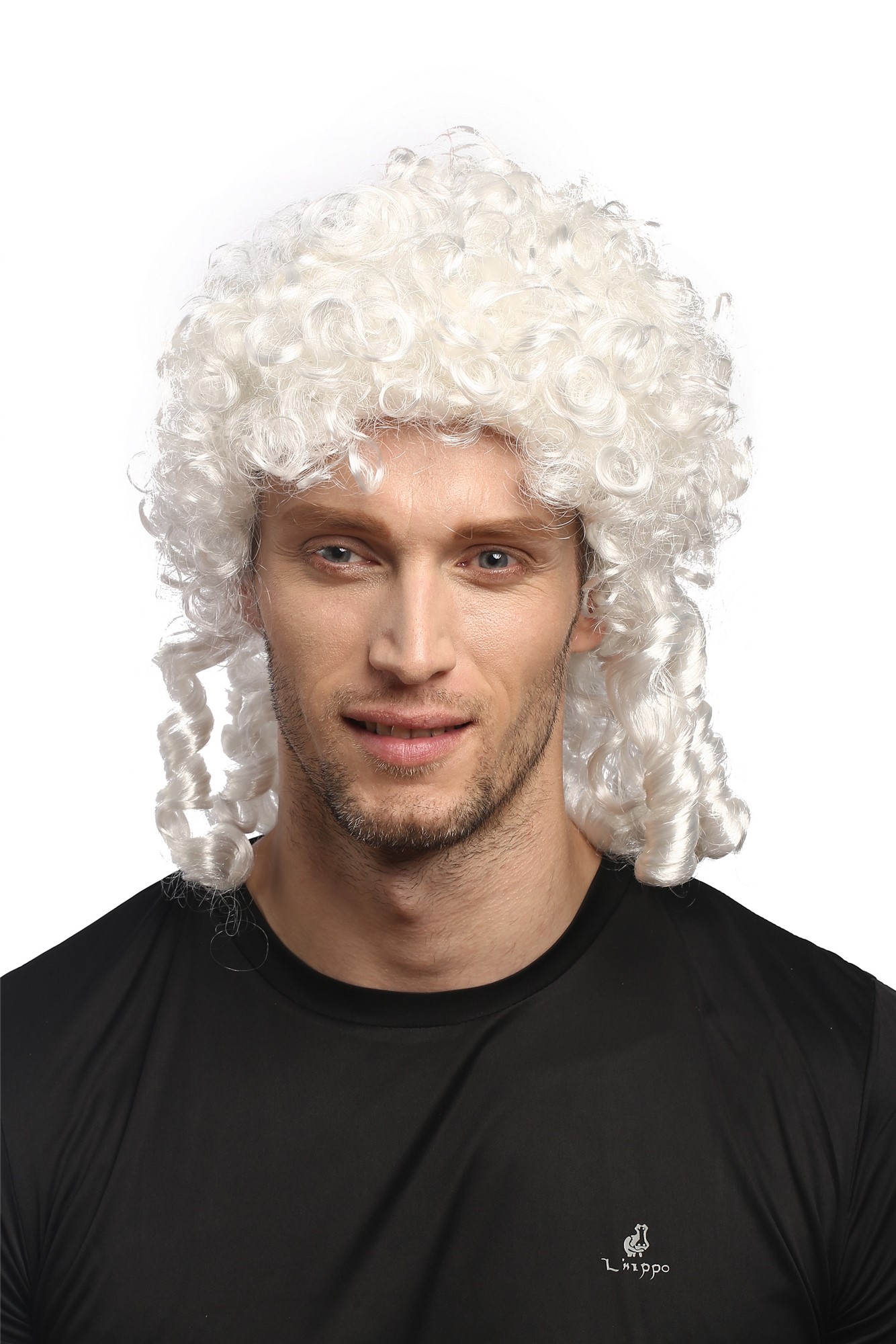 Party Wig, Unisex, White, curled, shoulder-length