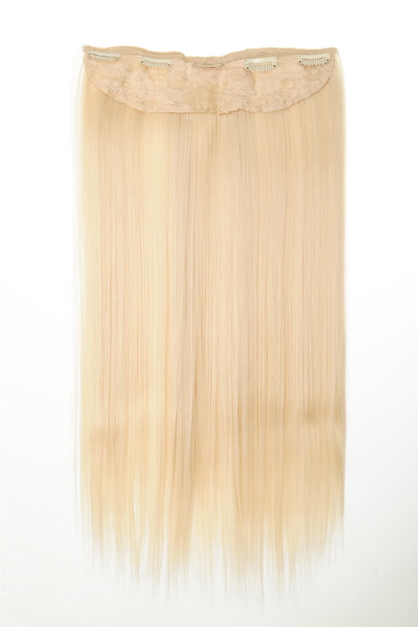 Haarteil Extension 5 Clips Platinblond L30172-613, Ansicht 2, WIG ME UP: Ihr Perücken Online Shop glatte Halbperücke Platinblond 60 cm lang