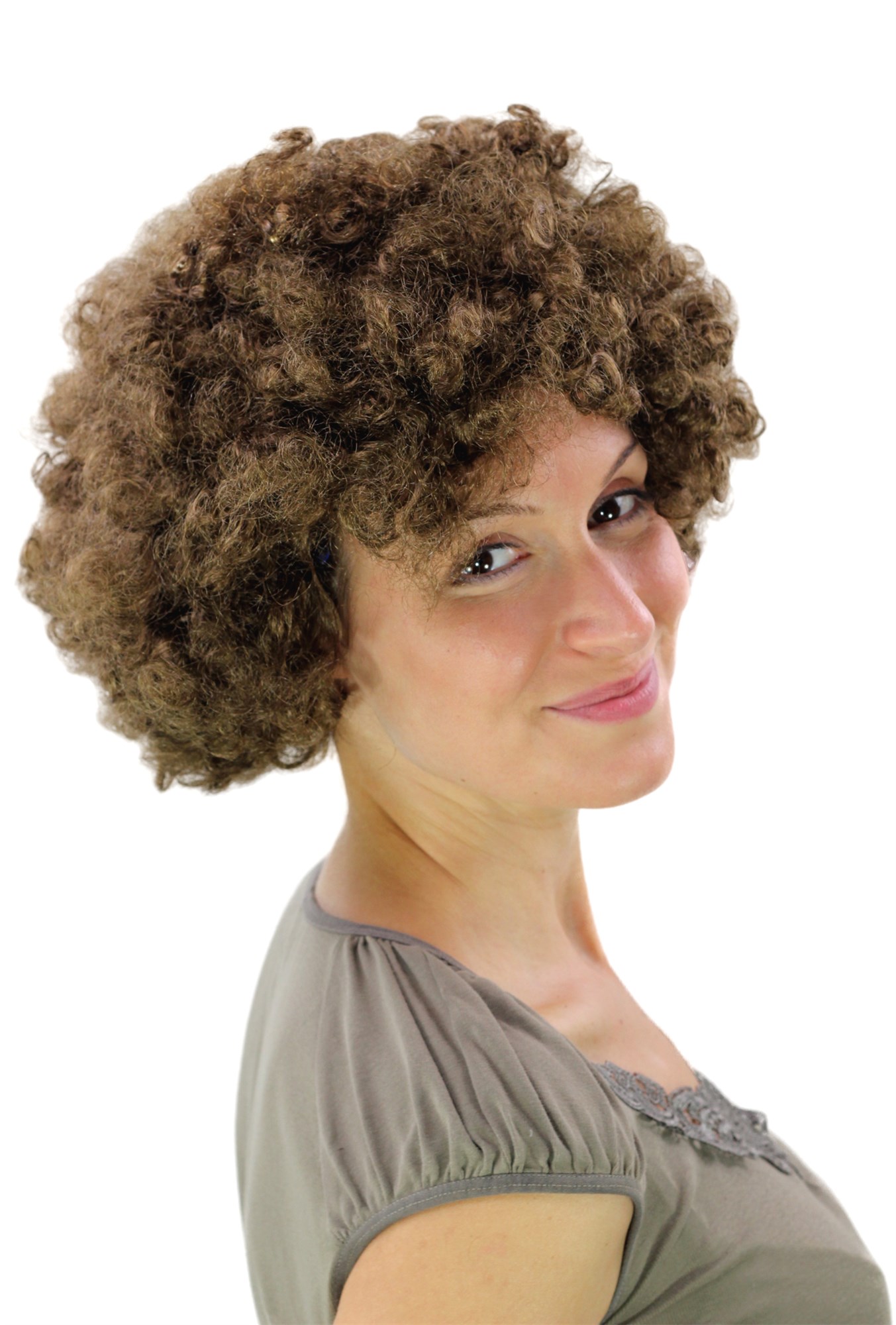 Party Halloween Soccer wig super volume brown disco afro funky huge  PW0011, view 2, WIG ME UP: Your Perücken Online Shop Party Wig, Ladies, medium brown, curled, short