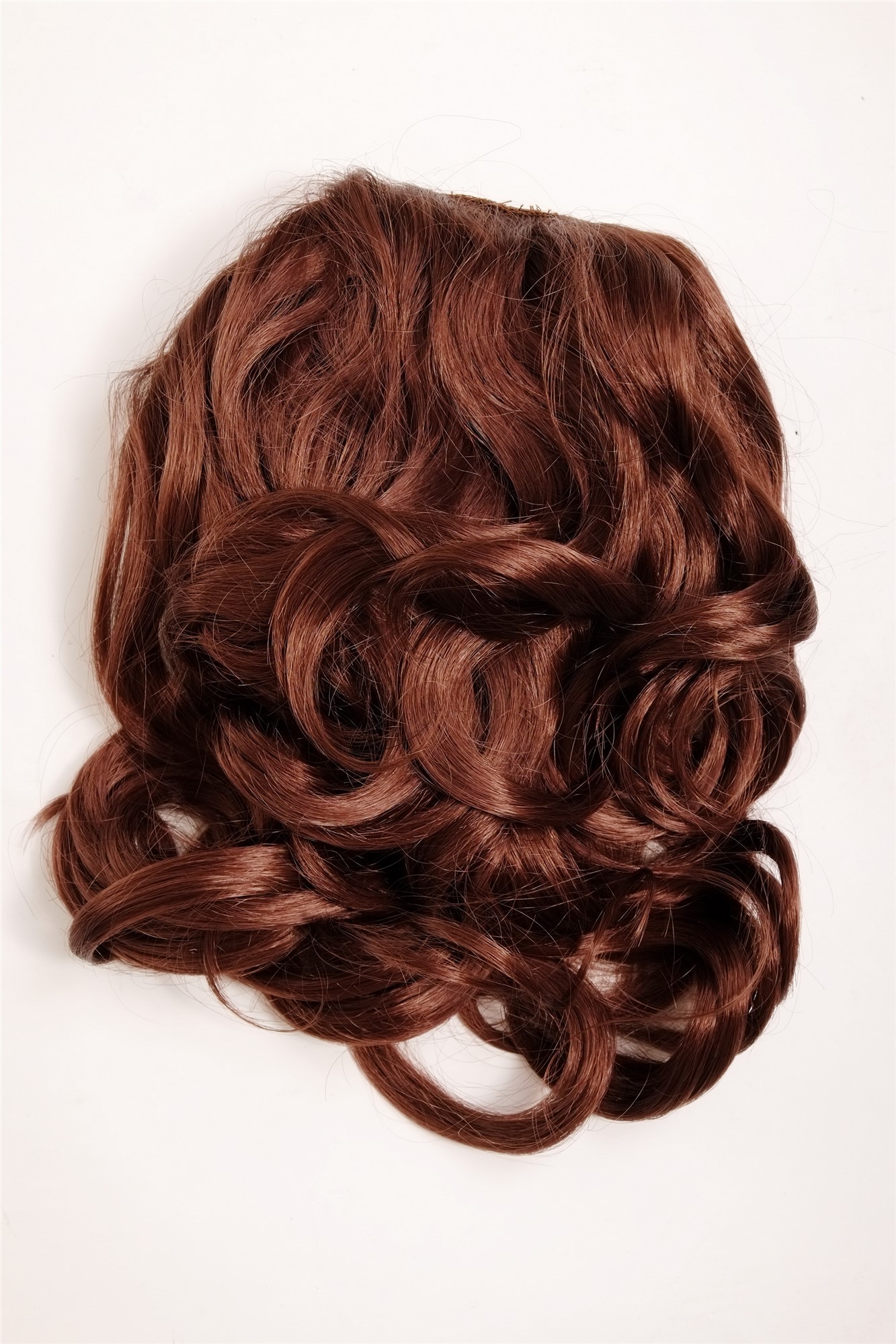 hochwertiges Haarteil gewellt halblang 1 Kamm + Gummizug Kastanienbraun Modell: JL-3023, Ansicht 5, WIG ME UP: Ihr Perücken Online Shop welliges Zopf-Haarteil Mahagoni 35 cm lang