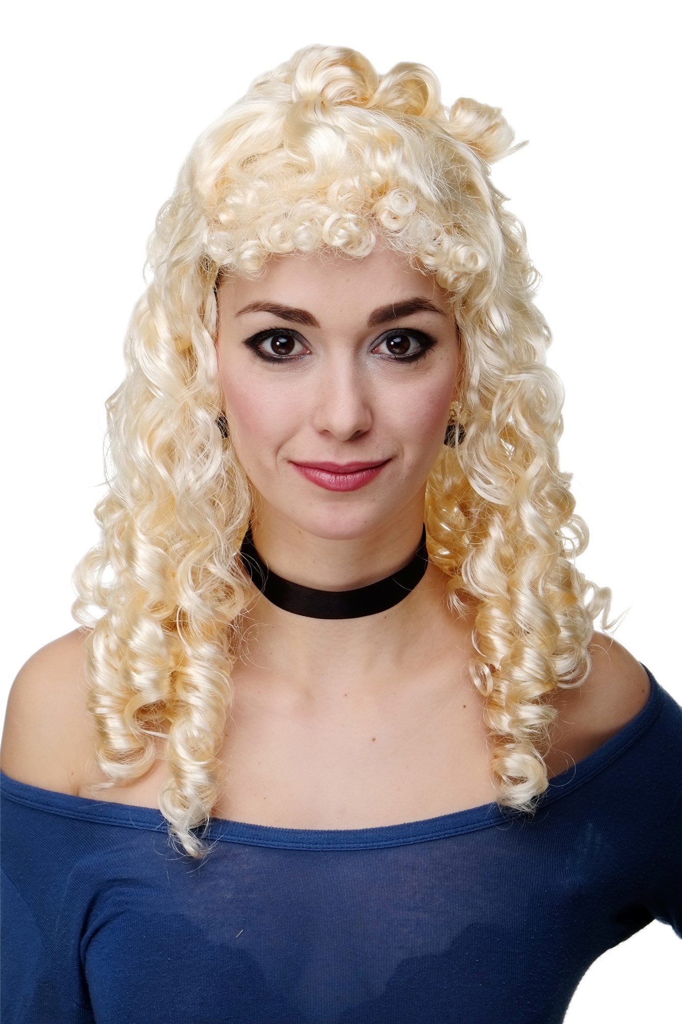 Party lady wig historic cosplay blonde baroque renaissance Countess RJ048, front view, WIG ME UP: Your Perücken Online Shop Party Wig, Ladies, Blonde, curled, shoulder-length