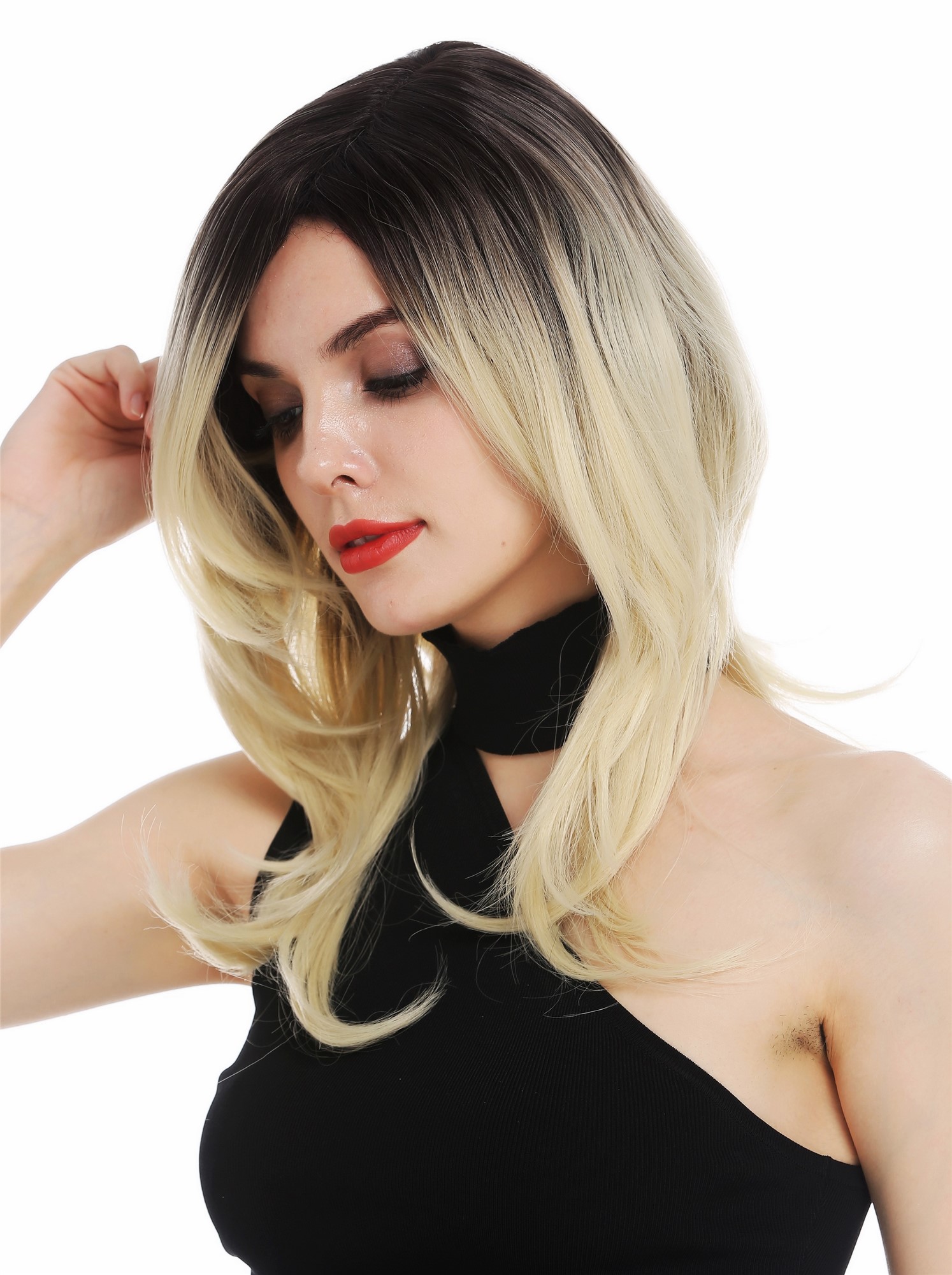 Lady wig mono long layered wavy parting ombre brown light blonde TYM-1191-MT, view 2, WIG ME UP: Your Perücken Online Shop Quality Wigs, Ladies, blonde-brown mix, wavy, long