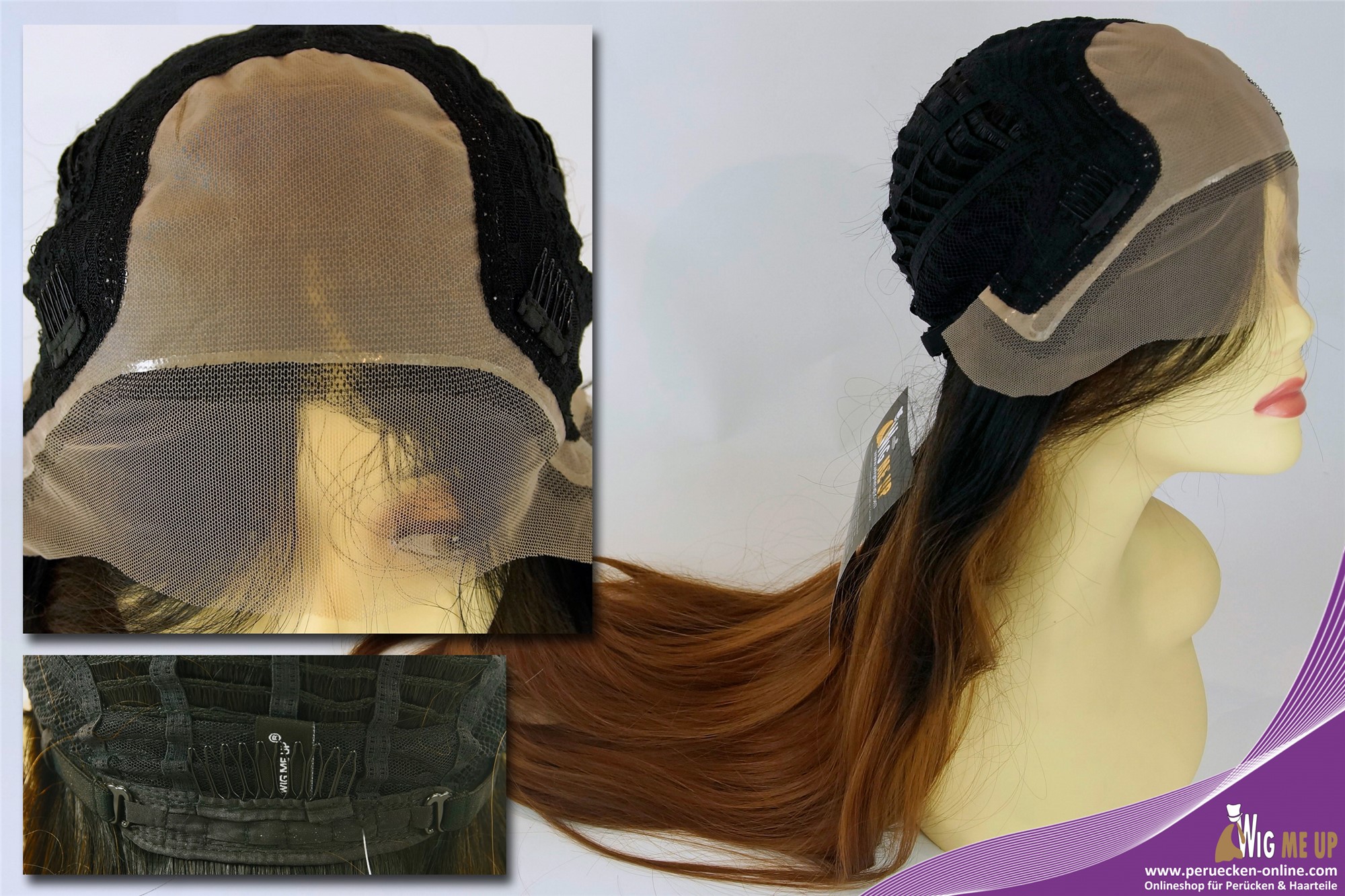 Lady wig lace front monofilament long sleek black copper brown ombre DW2730-MF, view 9, WIG ME UP: Your Perücken Online Shop Quality Wigs, Ladies, brown-black mix, straight, very long