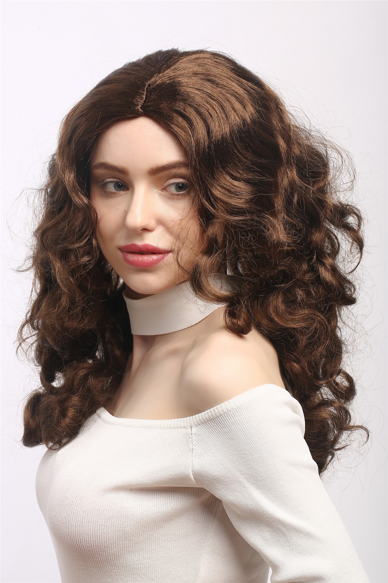 günstige Party Perücke, Perücke Mittelscheitel Wellig Volumen Braun 90908-ZA6, Ansicht 3, WIG ME UP: Ihr Perücken Online Shop wellige Party Perücke Braun lange Haare für Damen