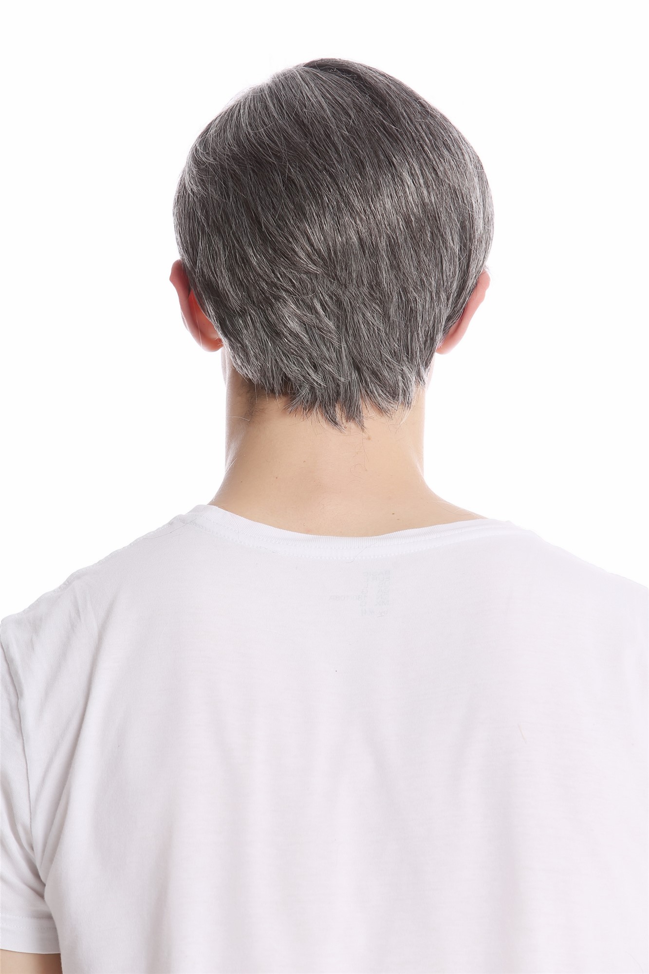 glatte Tressen-Perücke Dunkelbraun-Grau-Mix kurze Haare für Herren