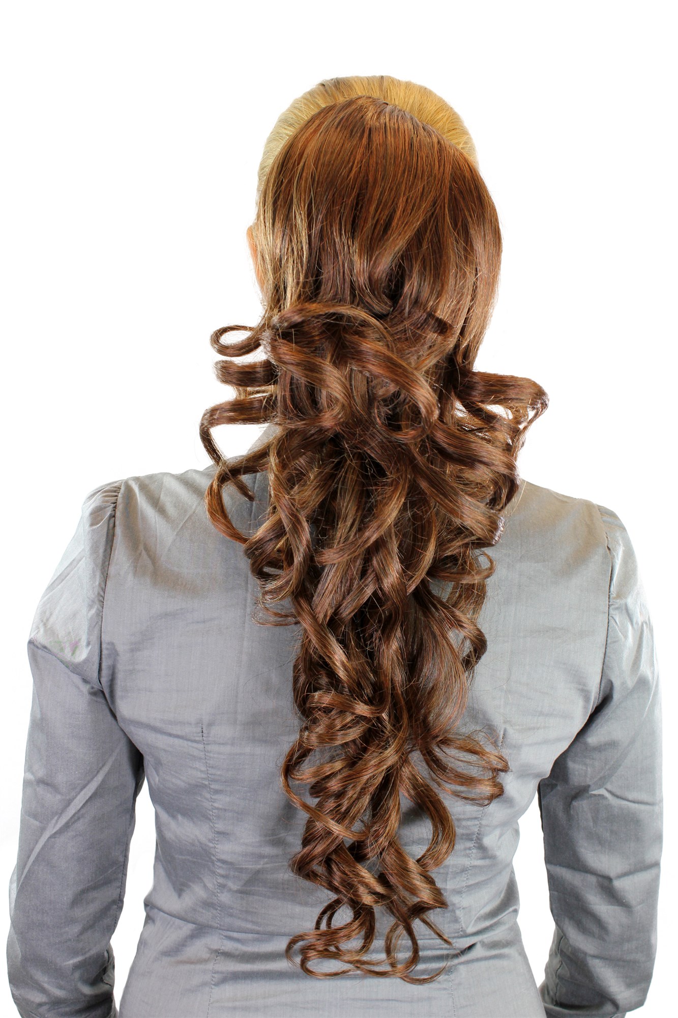 Hairpiece PONYTAIL extension LONG & AMAZING volume LIGHT BROWN brunette curly BEAUTIFUL curls, front view, WIG ME UP: Your Perücken Online Shop Ponytails, brunette, curled, long