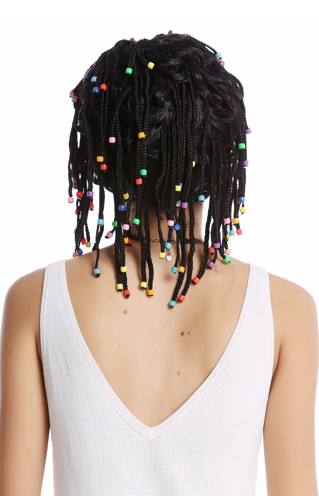 günstige Party Perücke, Perücke schwarz geflochtene Zöpfe Karibik 90834-ZA103, Ansicht 3, WIG ME UP: Ihr Perücken Online Shop geflochtene Party Perücke Schwarz kurze Haare Unisex