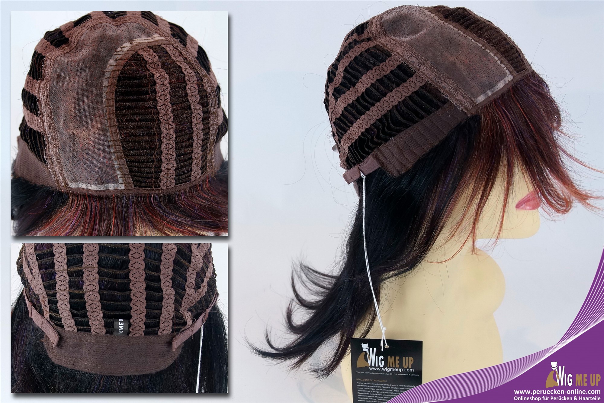Lady wig long sleek mono parting diva black blonde red violet mix  TYM-165A-MT, view 7, WIG ME UP: Your Perücken Online Shop Quality Wigs, Ladies, black-blonde-red-violet mix, straight, shoulder-length