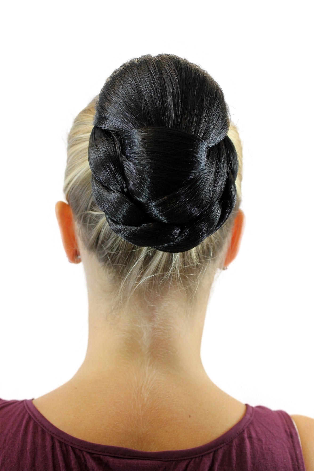 Haarteil Evita oval Dutt Haarknoten TC-2073-2, Vorderansicht, WIG ME UP: Ihr Perücken Online Shop geflochtener Dutt Haarteil Schwarzbraun