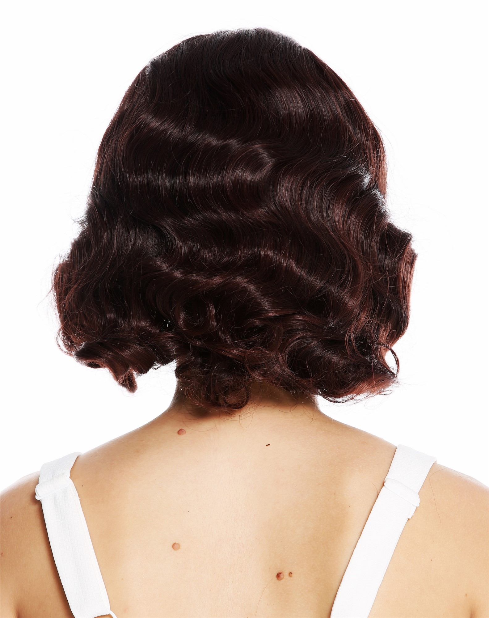 hochwertige Qualitätsperücken, Perücke 20er Mittelscheitel wellig Swing Mahagoni Braun Mix GFW1726-2T33, Ansicht 4, WIG ME UP: Ihr Perücken Online Shop wellige Tressen-Perücke mit Kopfhaut-Imitat Braun-Mix kurze Haare für Damen