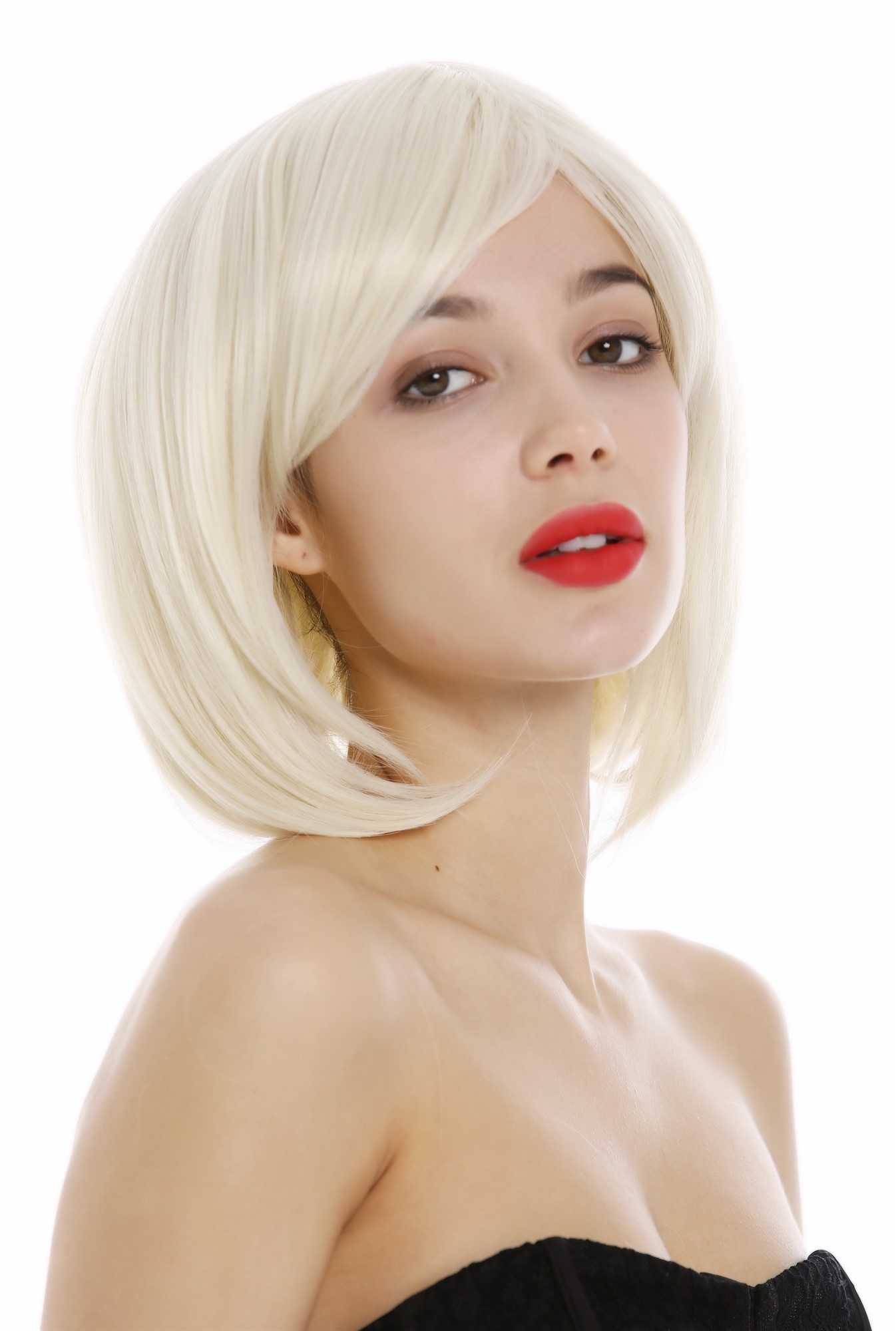 hochwertige Qualitätsperücken, Perücke Damen Long Bob Longbob mit Scheitel volles Haar Hellblond 1215-303/220, Ansicht 2, WIG ME UP: Ihr Perücken Online Shop glatte Tressen-Perücke mit Kopfhaut-Imitat Platinblond kurze Haare für Damen