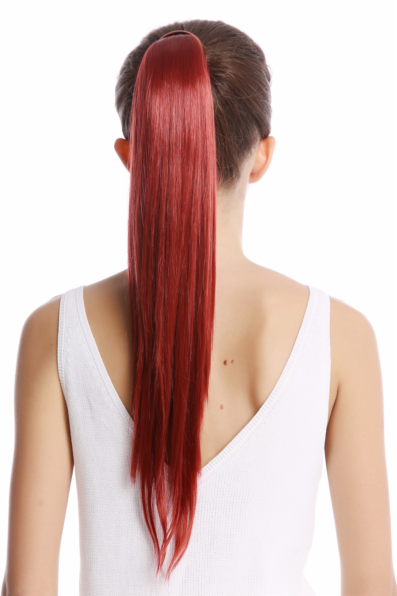 hochwertiges Haarteil Zopf glattes Haar Steckkamm & Haarreif Rot Dunkel-Kupferrot Srosy-135, Ansicht 2, WIG ME UP: Ihr Perücken Online Shop glattes Zopf-Haarteil Dunkel-Kupferrot 55 cm lang