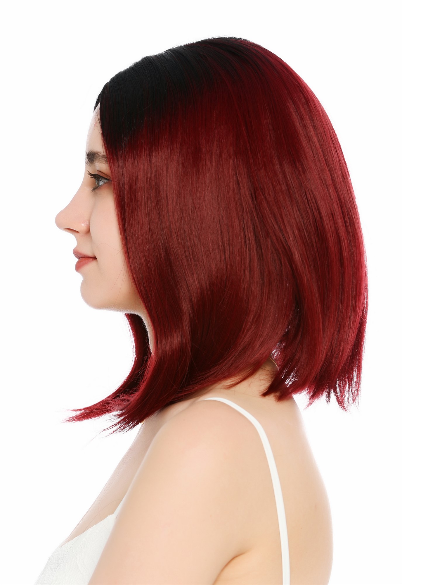 Perücke Damen Mittelscheitel schulterlang glatt Ombre Schwarz Rot GFW3977-118+1