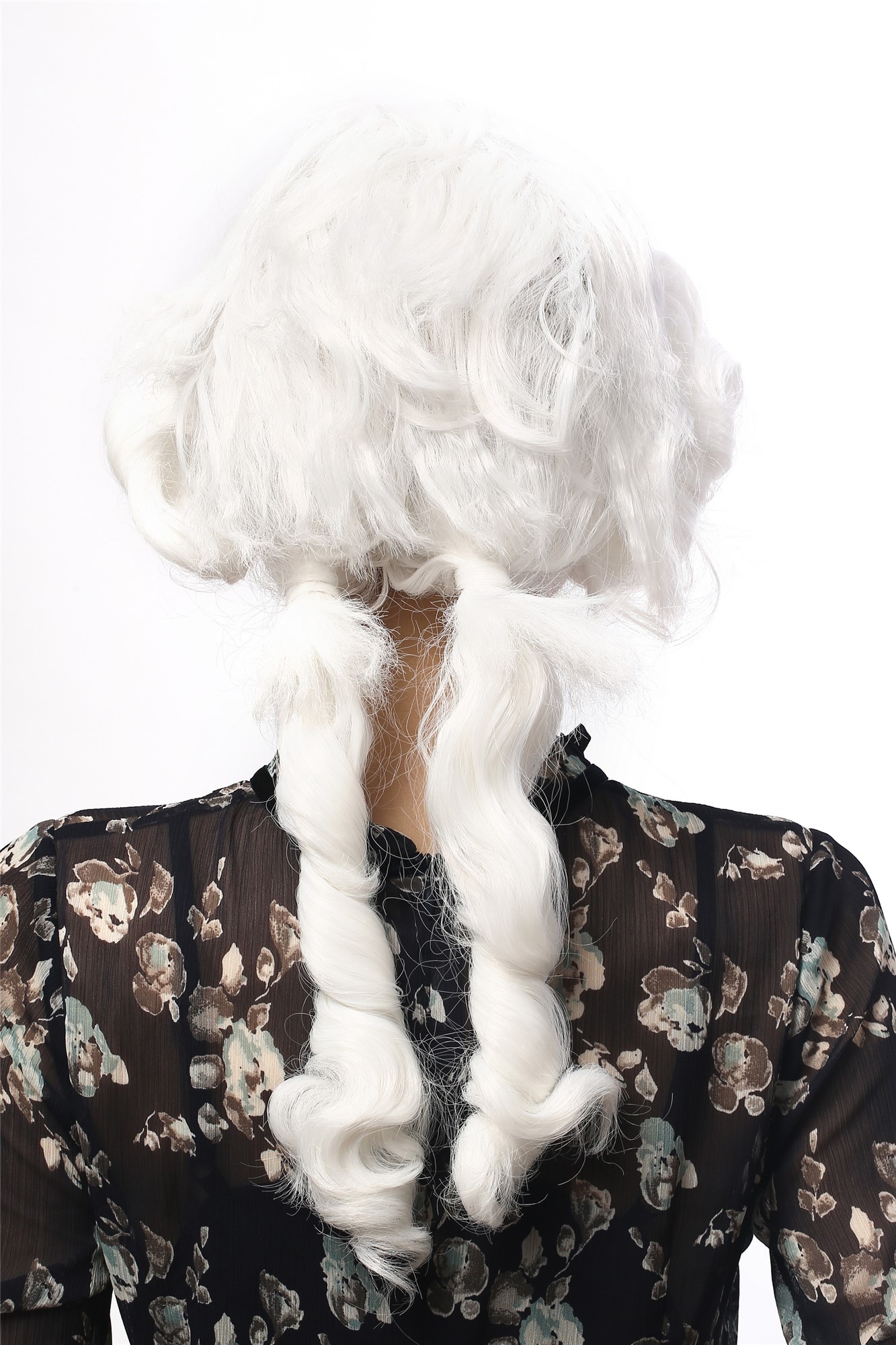 Lady Party Wig historic Baroque Renaissance Victorian romantic look curly coiling ponytail white, view 2, WIG ME UP: Your Perücken Online Shop Party Wig, Unisex, White, curled, long
