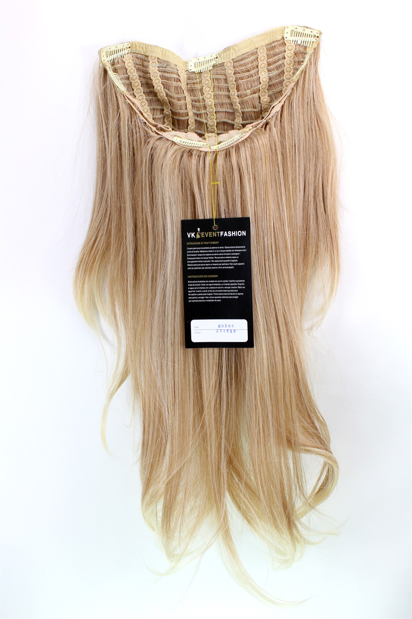 glatte Halbperücke Erdbeerblond-Platinblond-Mix 60 cm lang