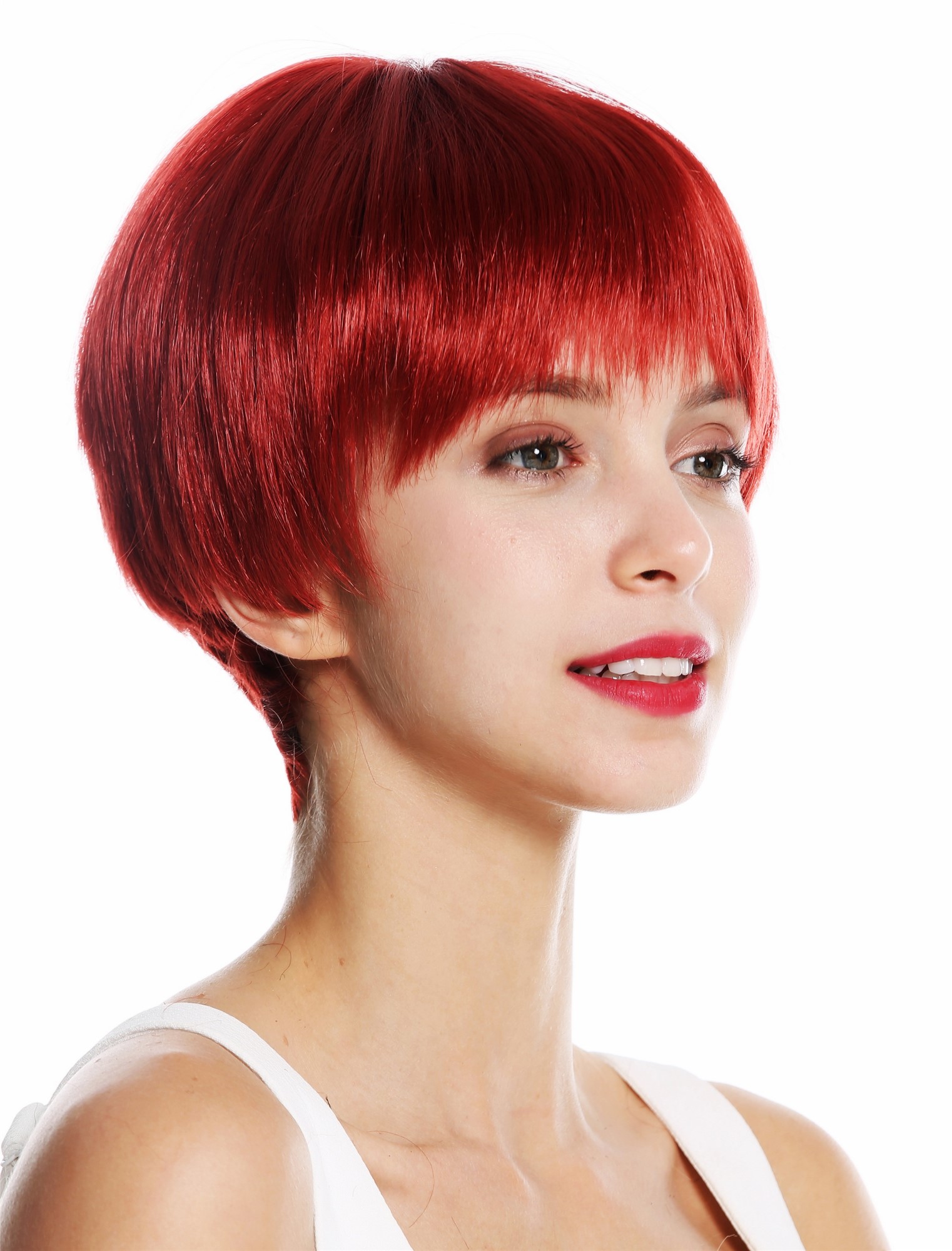 hochwertige Qualitätsperücken, Perücke kurz Page Pagenschnitt Rot Kupferrot VK-53-135, Ansicht 3, WIG ME UP: Ihr Perücken Online Shop glatte Tressen-Perücke mit Kopfhaut-Imitat Kupferrot kurze Haare für Damen