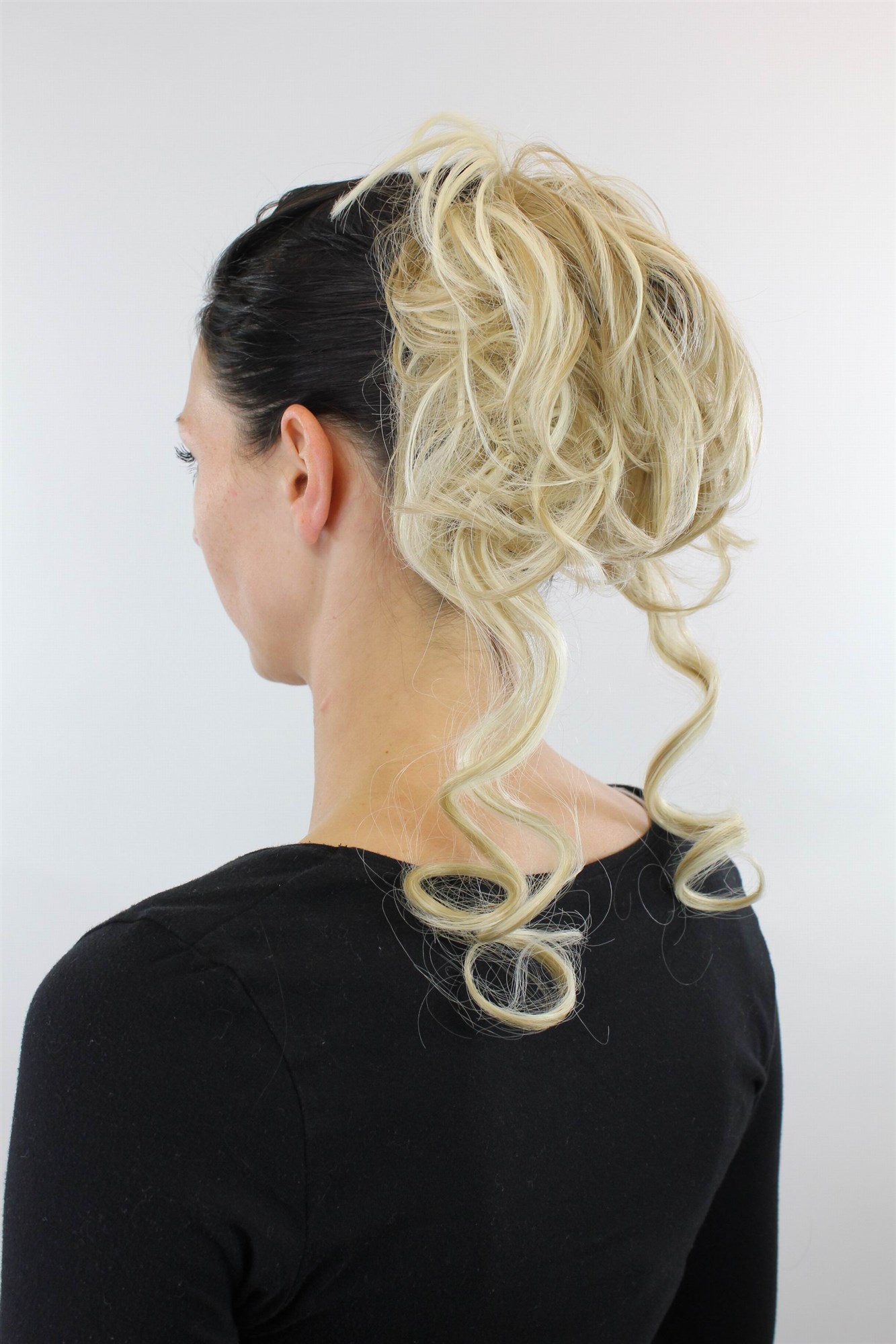 Hair Piece baroque voluminous wild curled scrunchy comb ash blond mix YZF-3072HT, view 2, WIG ME UP: Your Perücken Online Shop Ponytails, blond mix, curled, shoulder-length