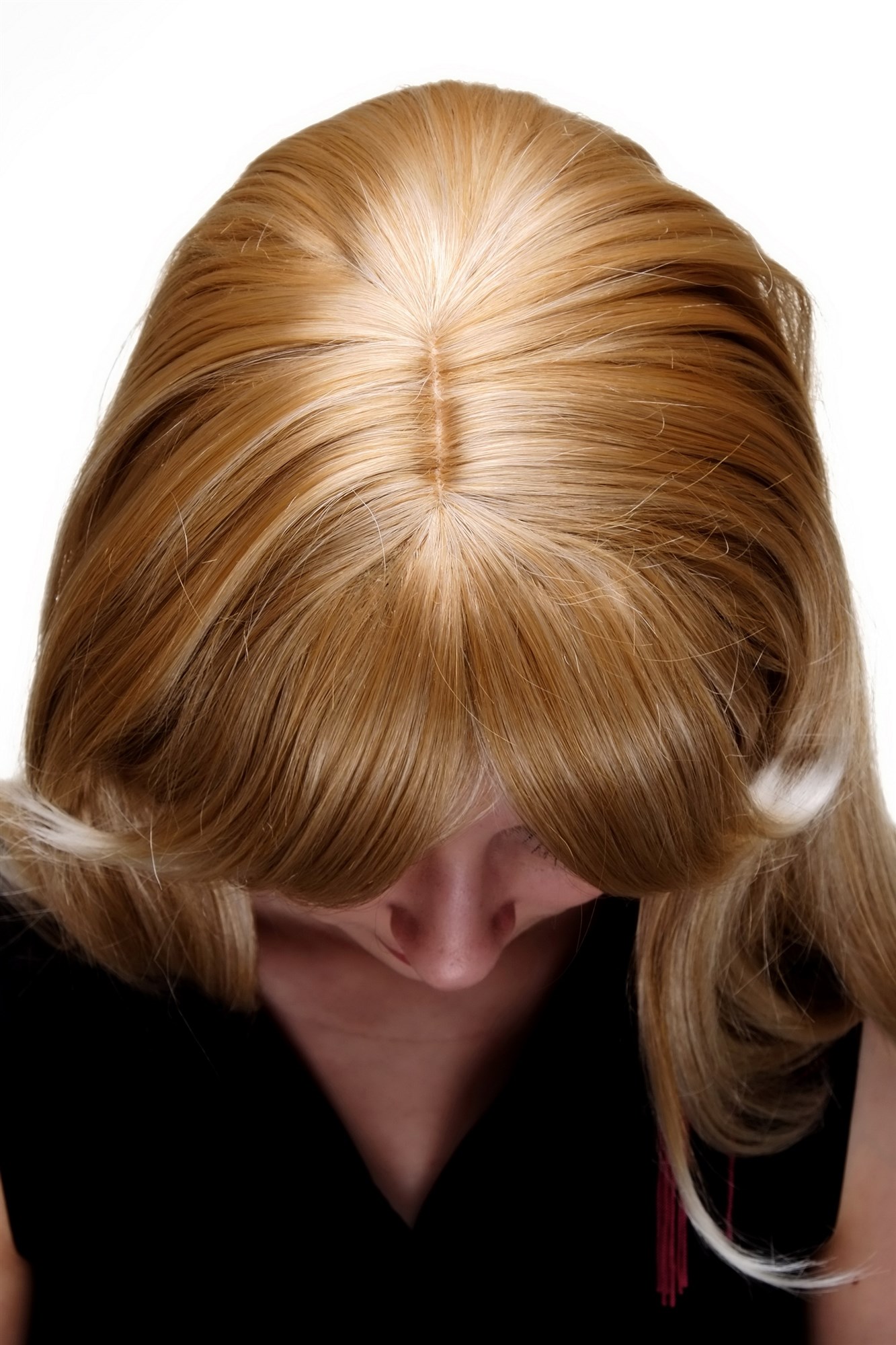 glatte Tressen-Perücke mit Kopfhaut-Imitat Erdbeerblond-Platinblond lange Haare für Damen