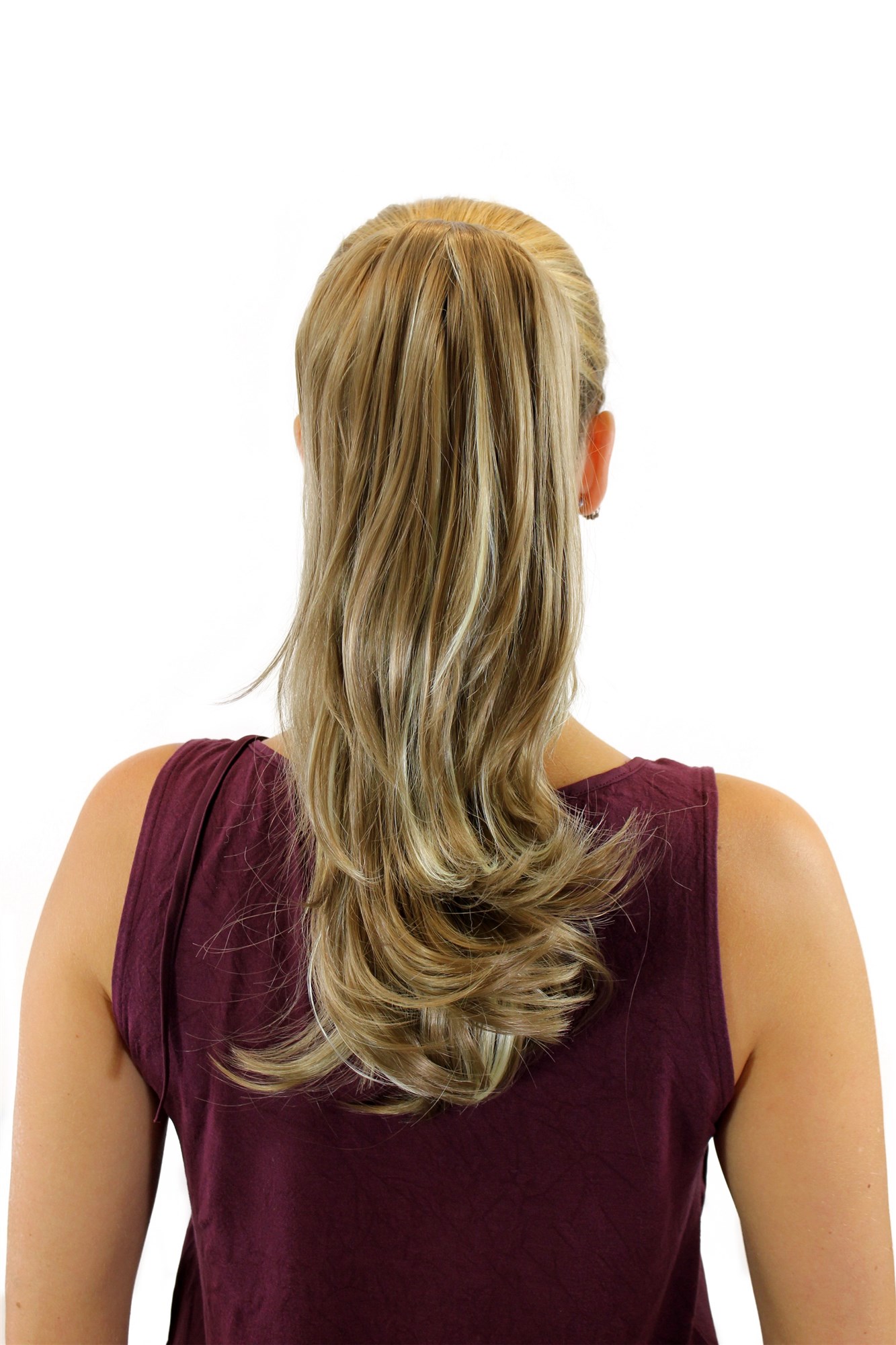 hochwertiges Haarteil glatt mit geschwungenen Spitzen Braun-Platinblond-Mix XF-6175-18H613, Ansicht 2, WIG ME UP: Ihr Perücken Online Shop welliges Zopf-Haarteil Mittelbraun-Platinblond-Mix 40 cm lang