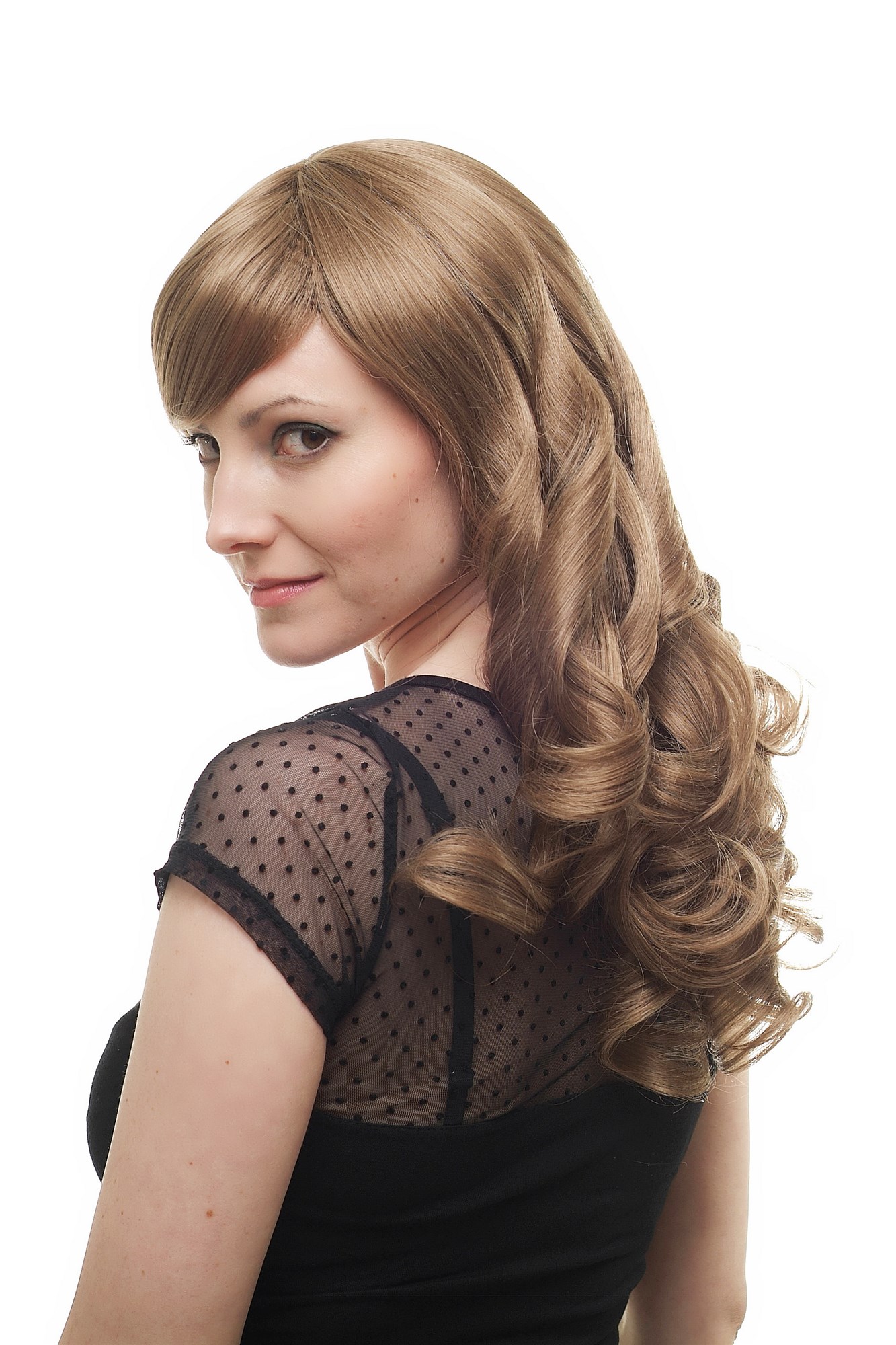 Lady Wig long romantic curls natural ash dark blond parted fringe 3405-14, view 2, WIG ME UP: Your Perücken Online Shop Quality Wigs, Ladies, light golden brown, curled, long