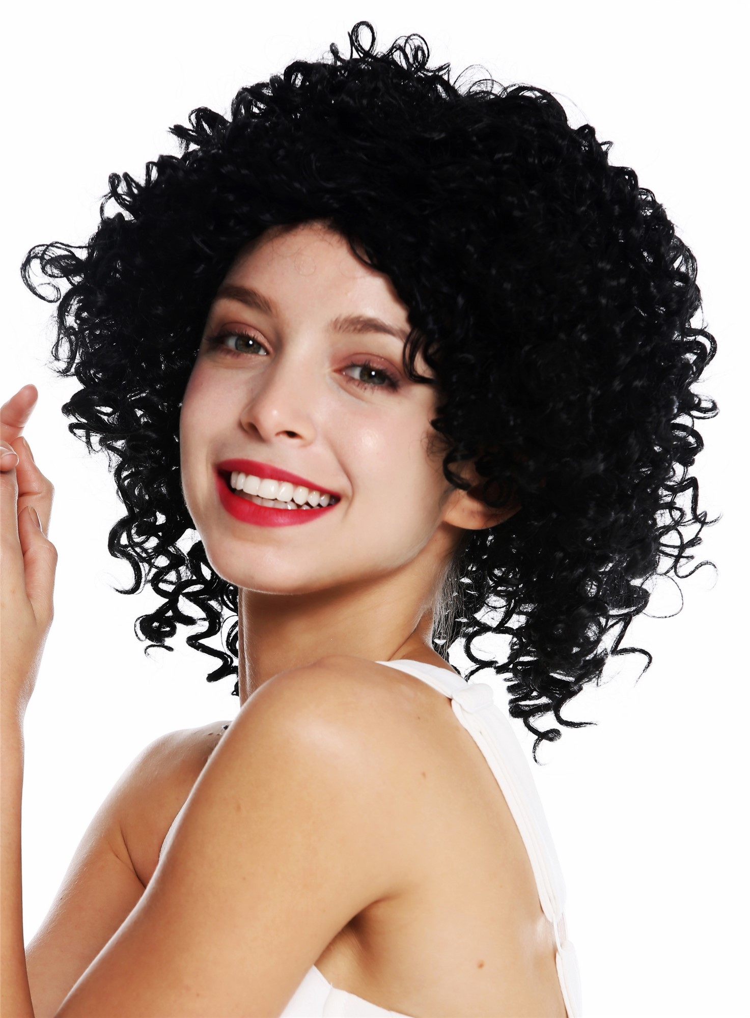 Women's wig lady short shoulder length voluminous frizzy very curly black VIVI, view 2, WIG ME UP: Your Perücken Online Shop Quality Wigs, Ladies, Black, curled, short