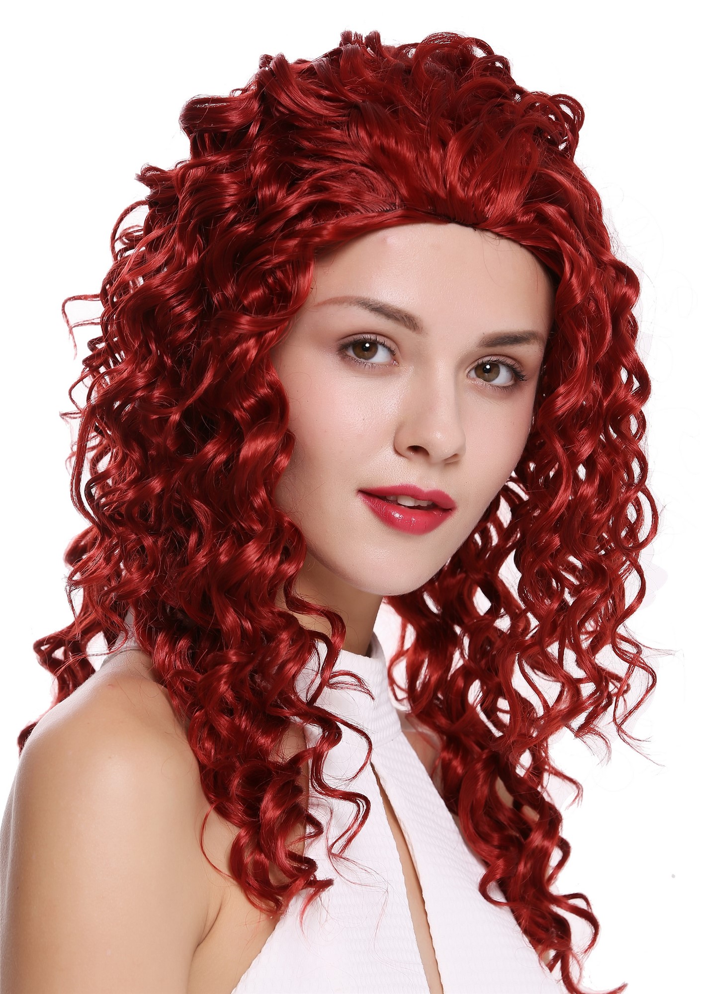 Women's wig lady half wig 3/4 long curly curls red 21,5 inches AG-137, view 2, WIG ME UP: Your Perücken Online Shop Quality Wigs, Ladies, fire red, curled, long