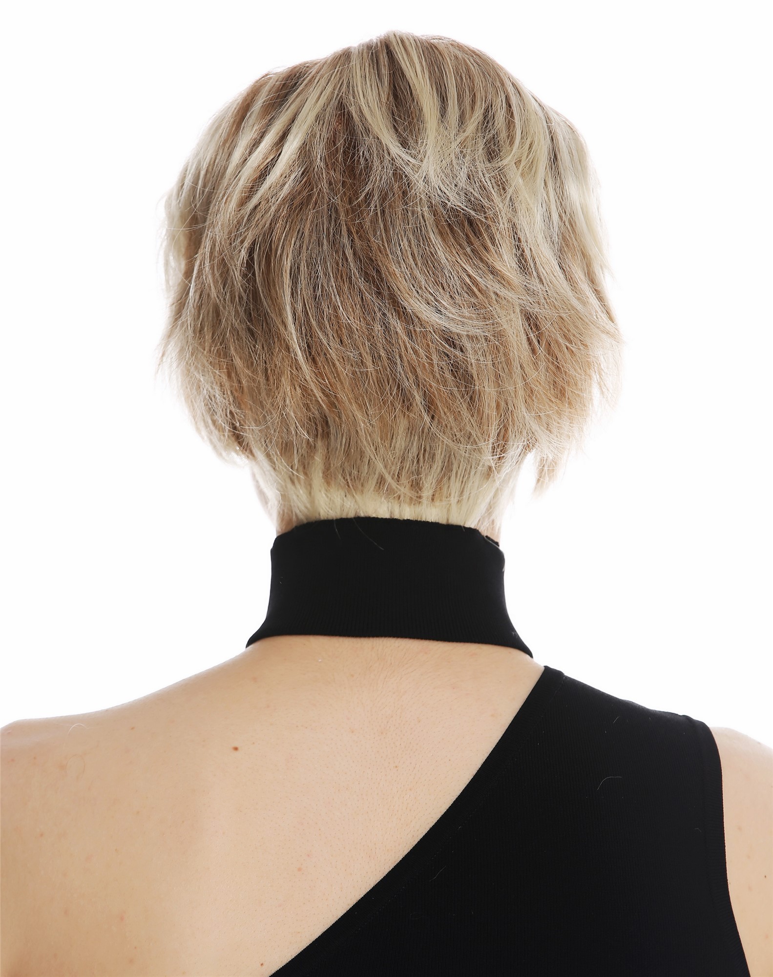 hochwertige Qualitätsperücken, Perücke vollständig handgeknüpft Monofilament kurz wellig Blond gesträhnt DW1857-FHT-MT-688H, Ansicht 6, WIG ME UP: Ihr Perücken Online Shop wellige Tressen-Perücke mit Teil-Mono Oberkopf und als Befestigung mit Klebeflächen Blond-Mix kurze Haare für Damen