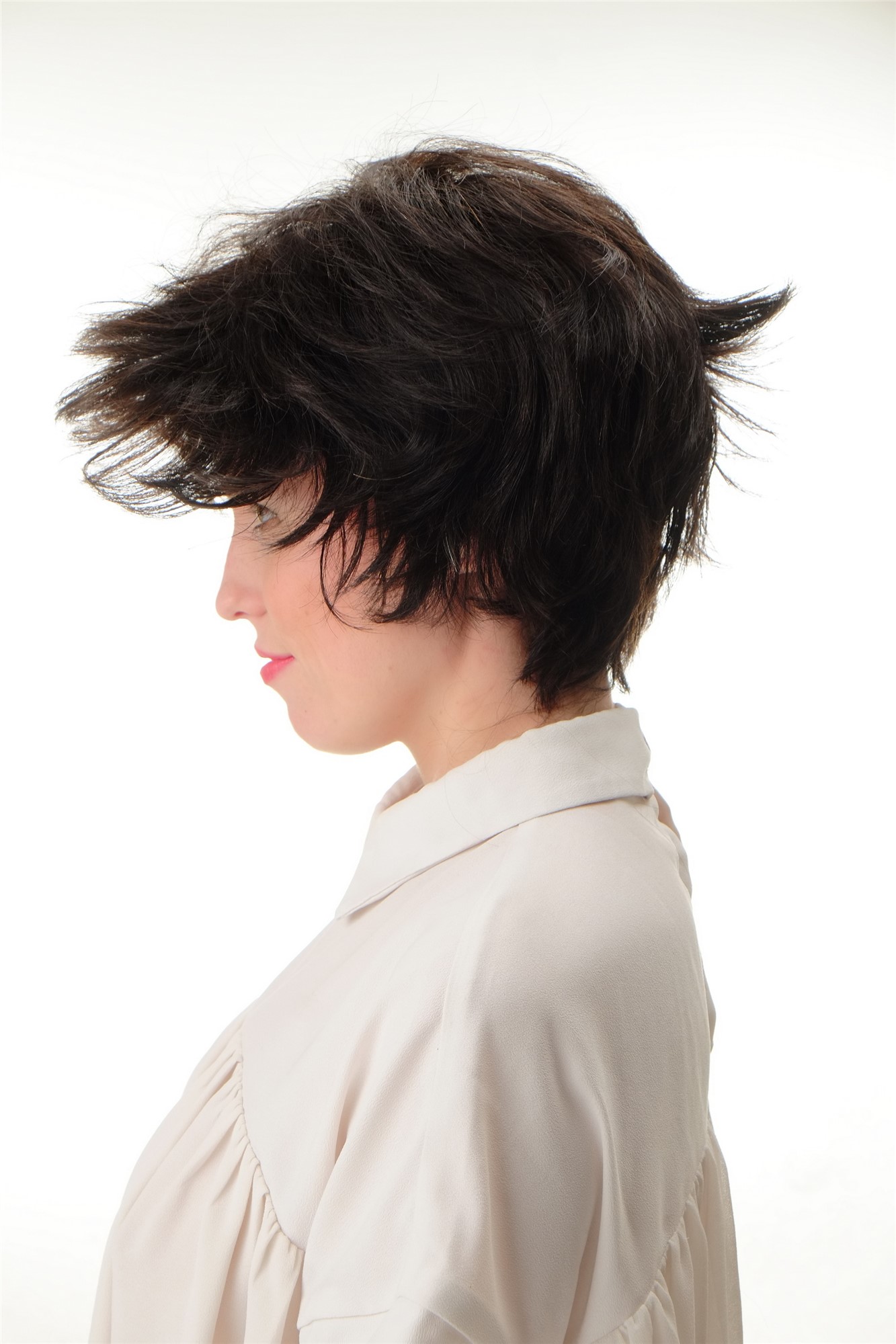 Lady wig 100% Human hair short naughty shaggy wild natural color not dyed BHH-10, view 8, WIG ME UP: Your Perücken Online Shop Quality Wigs, Unisex, dark brown, wavy, short, 100% Human Hair