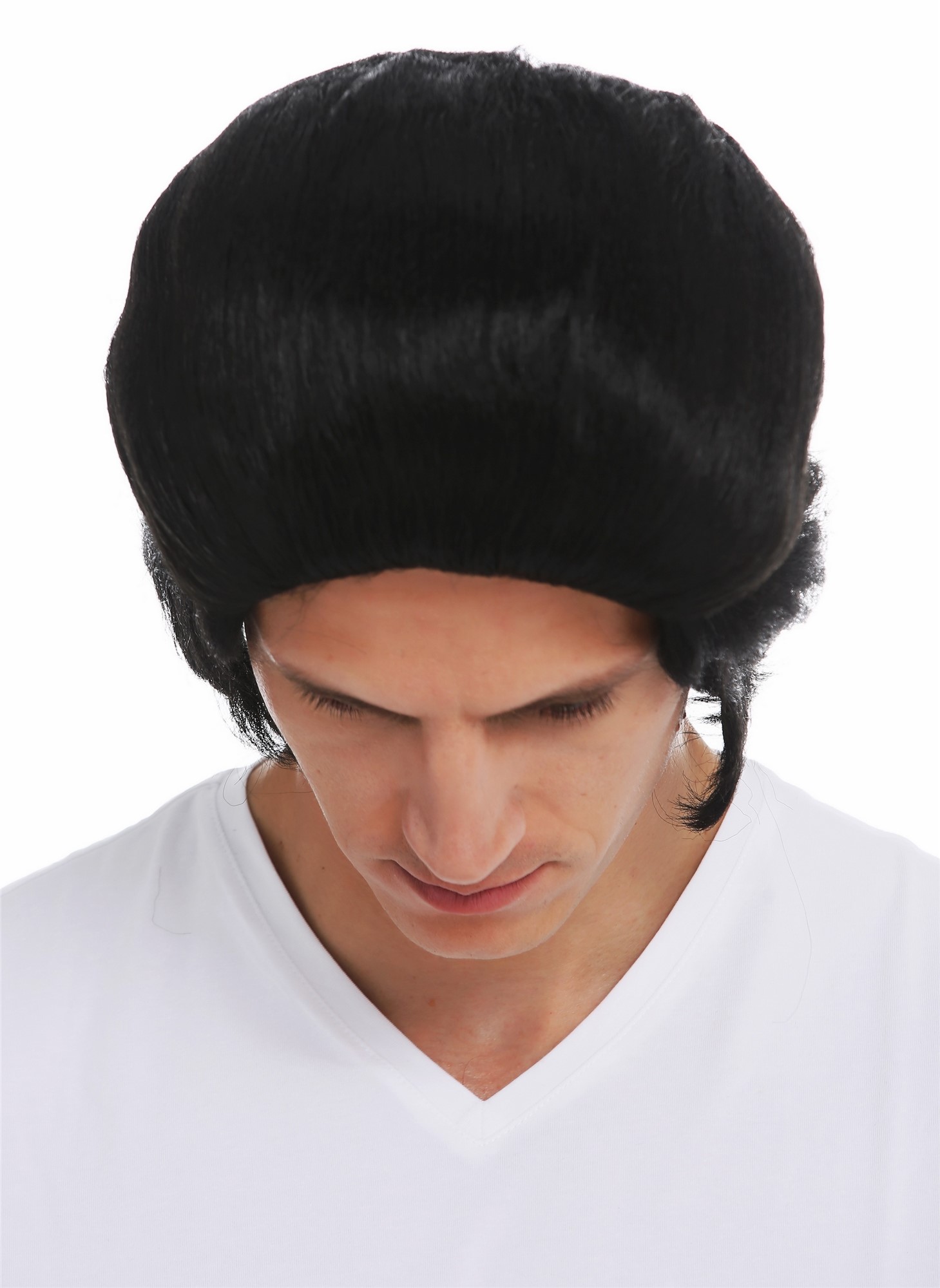 Wig carnival Halloween men man 50's Rockabilly black side burns quiff 7105, view 4, WIG ME UP: Your Perücken Online Shop Party Wig, Men, pitch black, straight, short