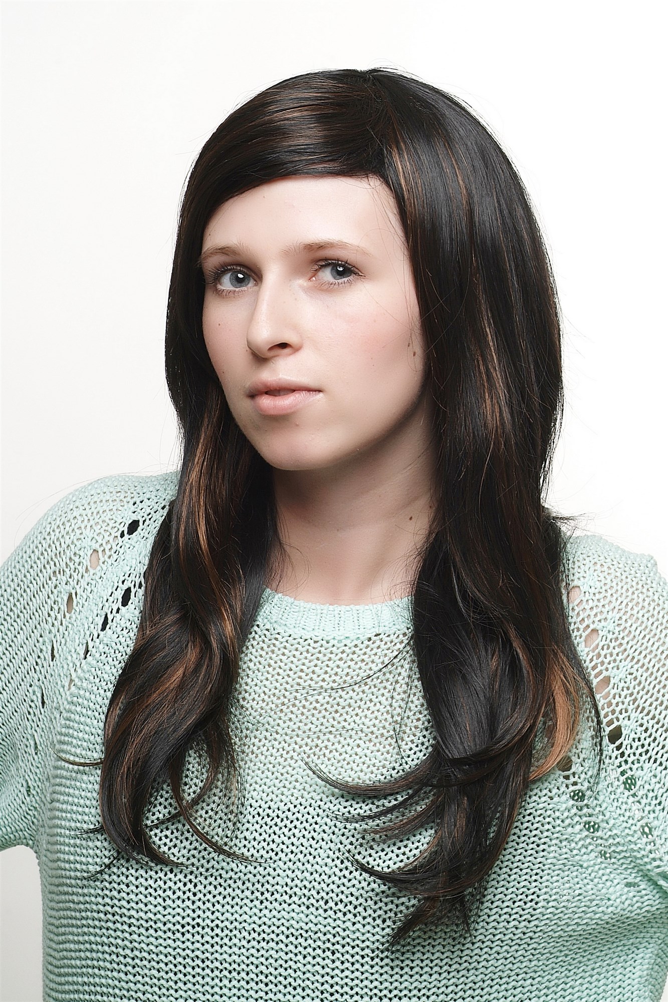 Lady  Wig long mixed dark brown with reddish light brown straight with slight wave, view 5, WIG ME UP: Your Perücken Online Shop Quality Wigs, Ladies, black-brown-copper brown, straight, long